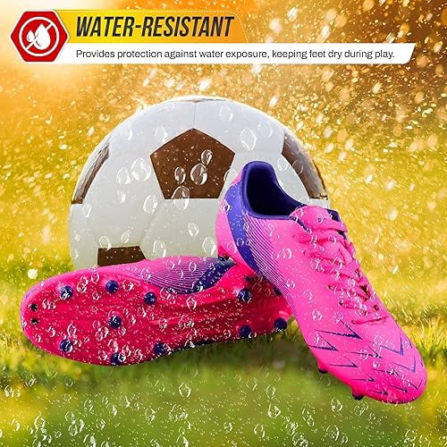 Vizari Ranger Firm Ground Soccer Cleats for Kids, Durable Lightweight Athletic Shoes (Pink/Purple, 13.5) ec3po