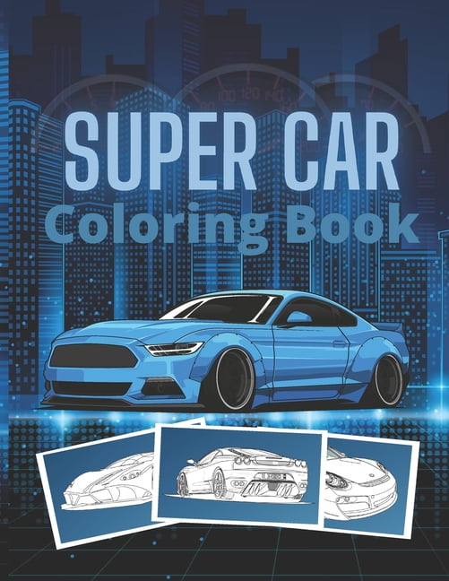 Golden Mih Super Car Coloring Book Exotic Luxury Sport Vehicle Designs for Kids and Adults (42 Pages) dyu2d
