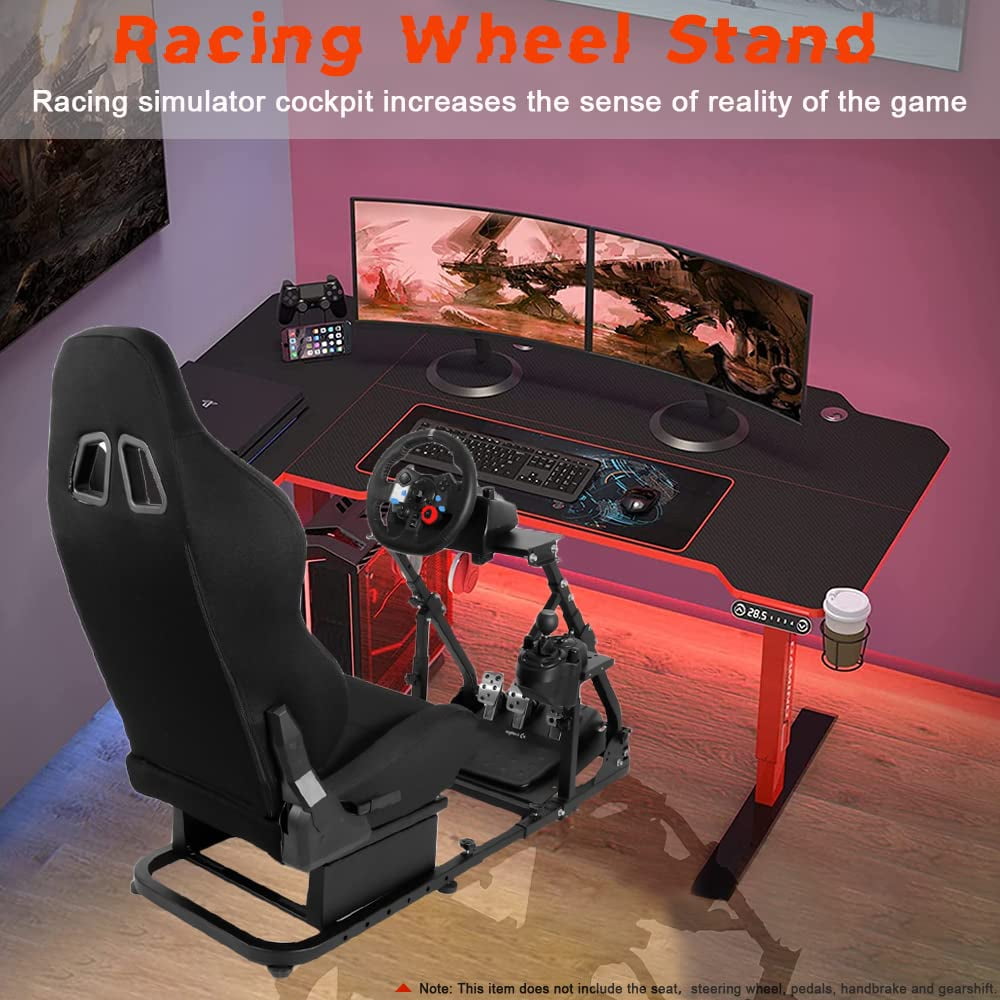 Supllueer Racing Simulator Cockpit Wheel Stand, Adjustable Foldable Gaming Steering Wheel Mount (Black, 1 Unit) 4jzgx