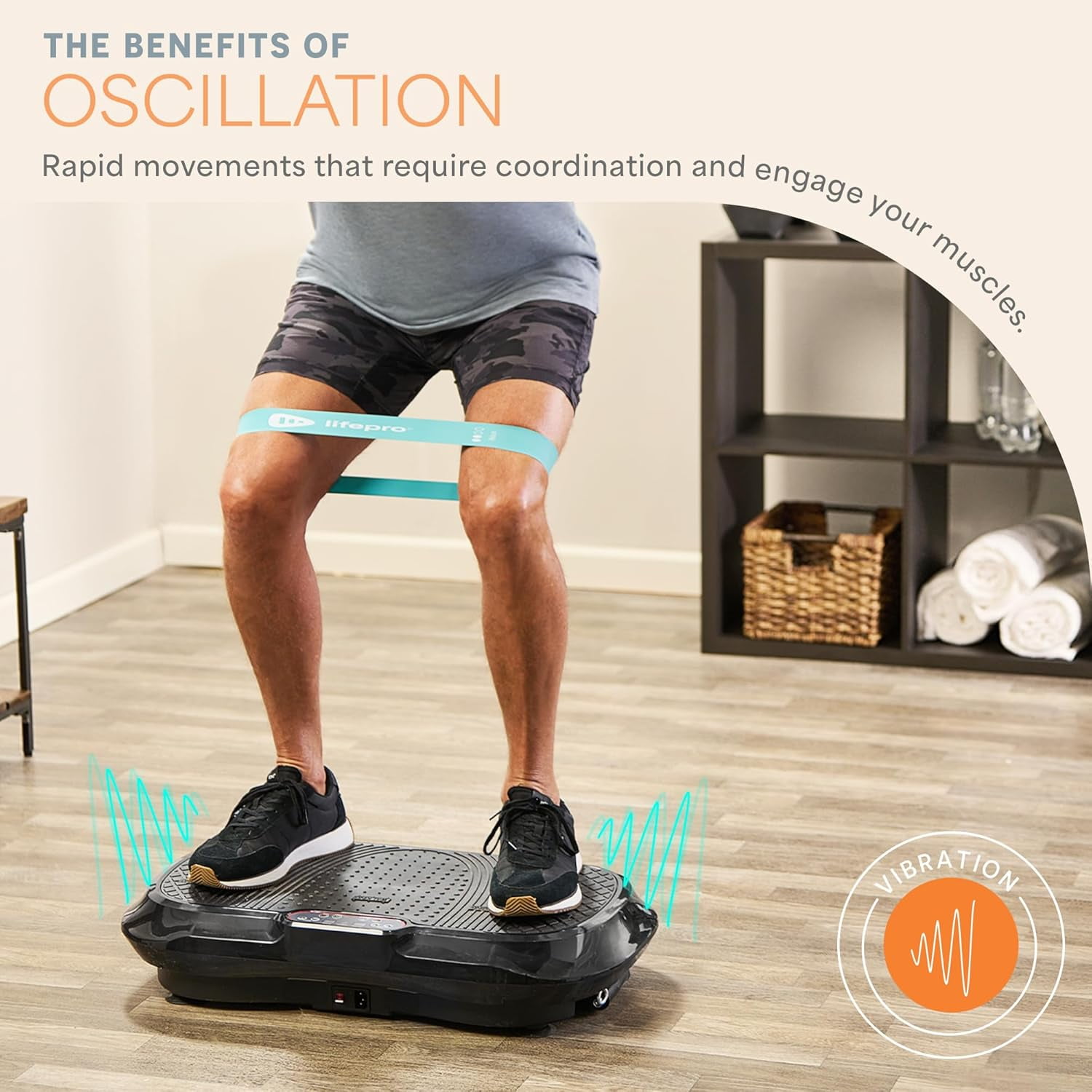 Lifepro Waver Vibration Plate Exercise Machine (Black, 27.5 in x 15.5 in) hf7nn