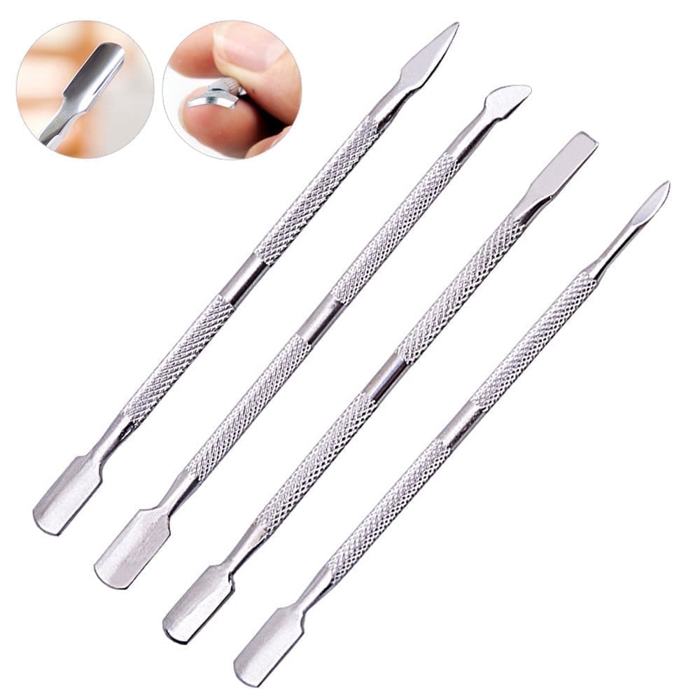 Dr.Pedi Stainless Steel Cuticle Pusher and Nail Cleaner Set (Silver, 4 Pcs) udf9s