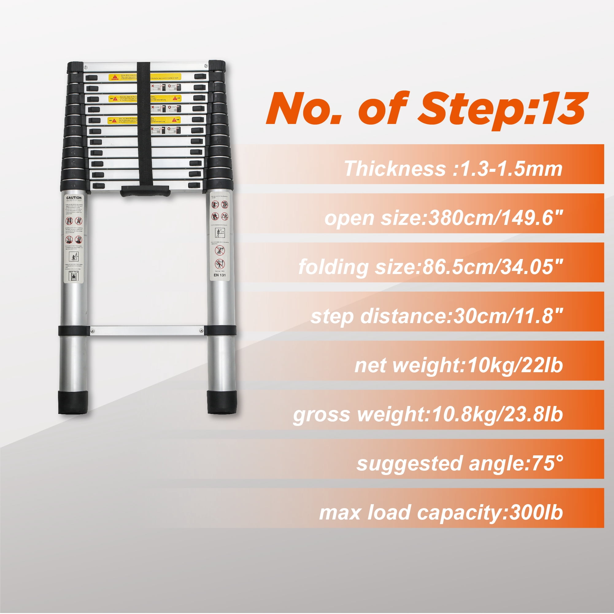 Juuar Telescoping Ladder, Aluminum Extension Ladder for Home and RV (Black, 12.5 ft) nzmw6