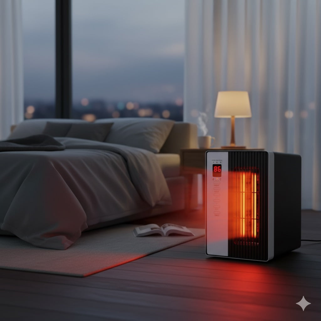 Ecotronic Airchoice Electric Radiant Space Heater, Infrared Indoor Heater with Remote Control (Black, 1500W) 9dois