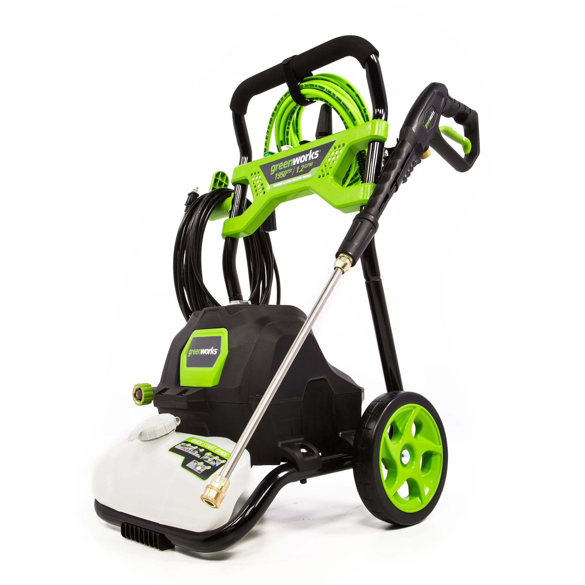 Greenworks 1950-PSI 13 Amp Electric Pressure Washer with 20-ft Hose and 4 Nozzles (Green, 32 lb) 2wlbn
