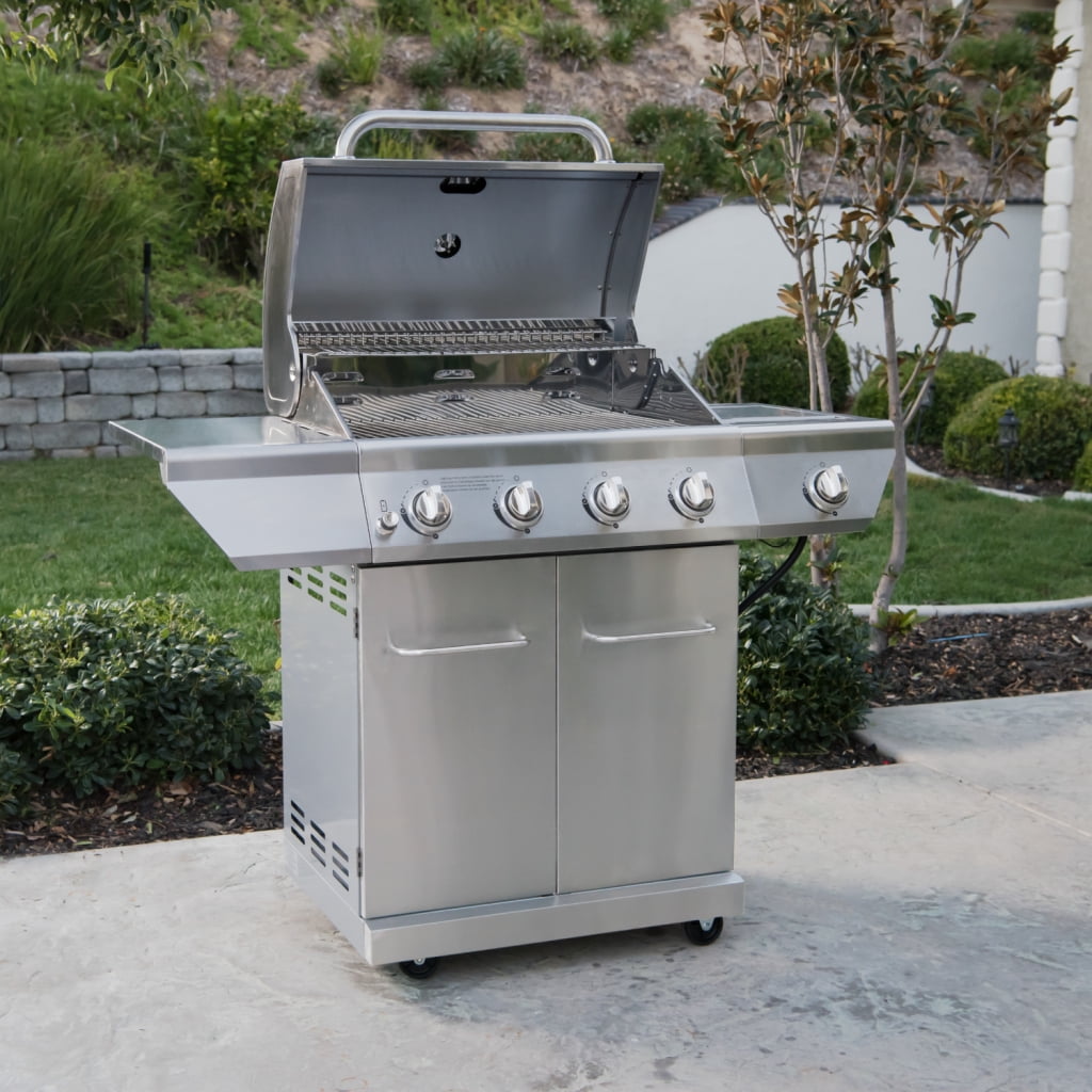 Nexgrill 4-Burner Propane Gas Grill with Side Burner, Stainless Steel Outdoor BBQ Grill (Silver, 626 sq in) 660uv