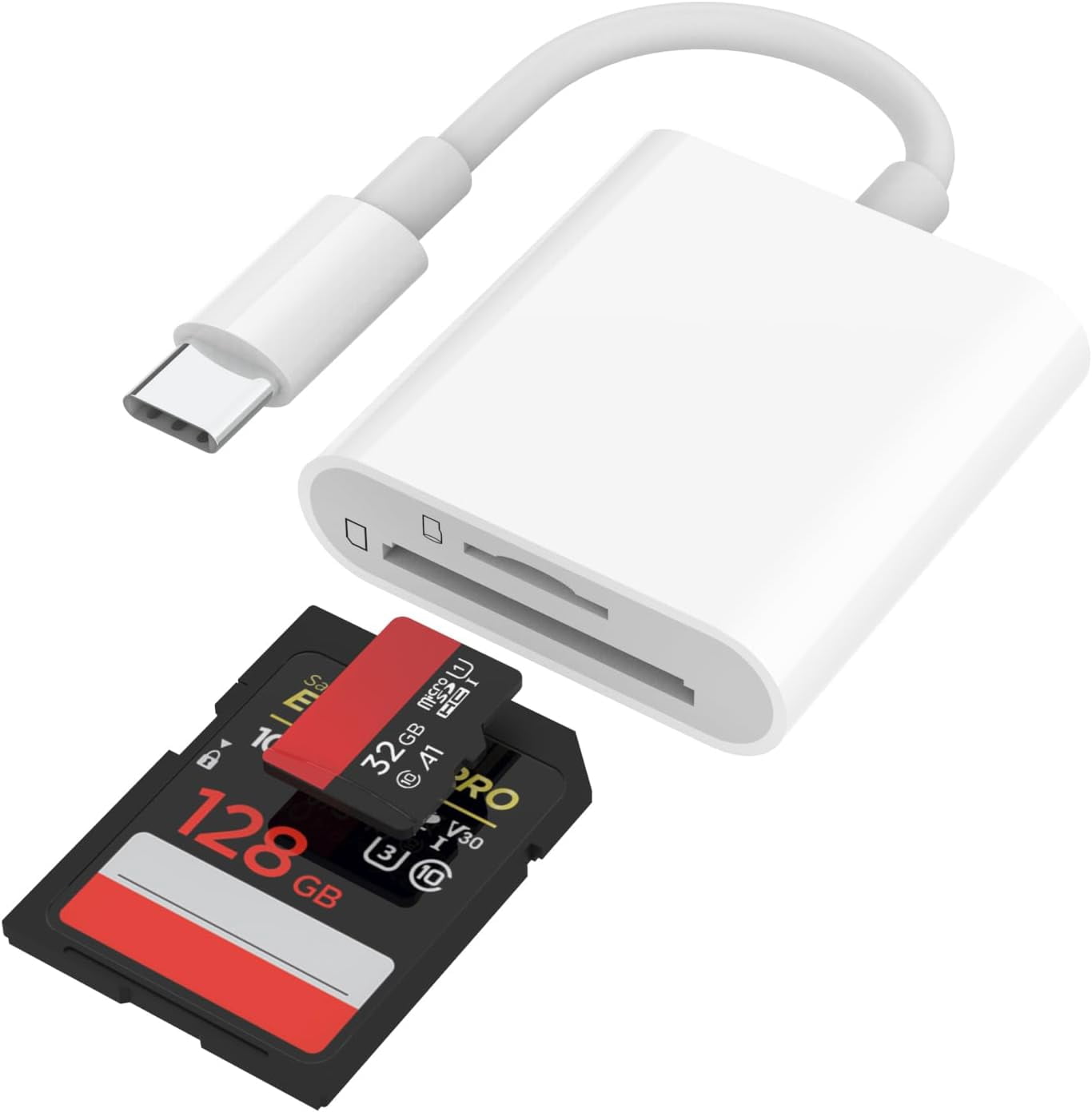 Duomigo USB-C SD and microSD Card Reader, Dual Slot Memory Card Adapter for MacBook, iPad, iPhone 15/16 (1 Pack) 94euf