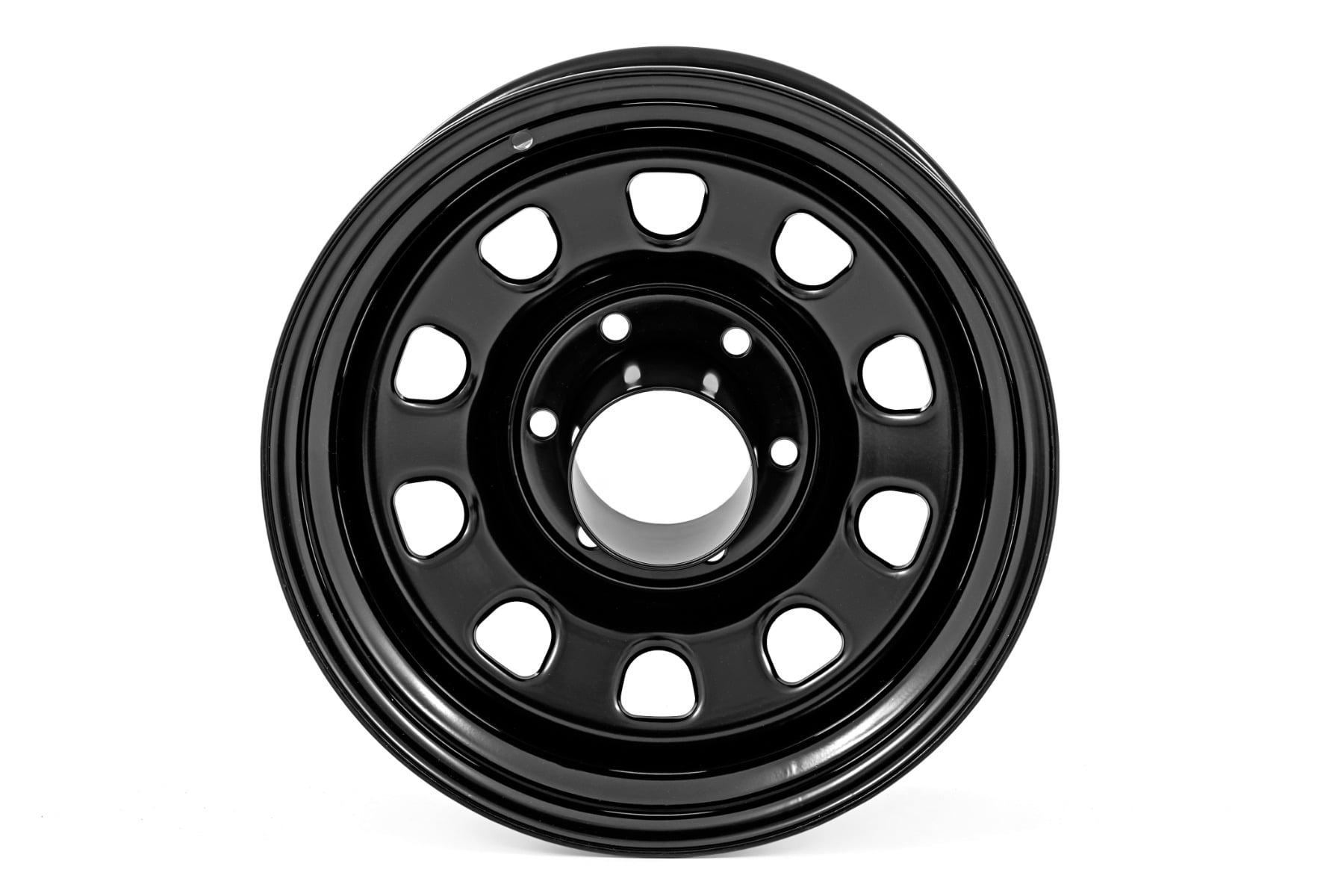 Rough Country Steel Wheel 15x8 in 5x4.5 Bolt Pattern -19mm Offset (Black) iq4g9
