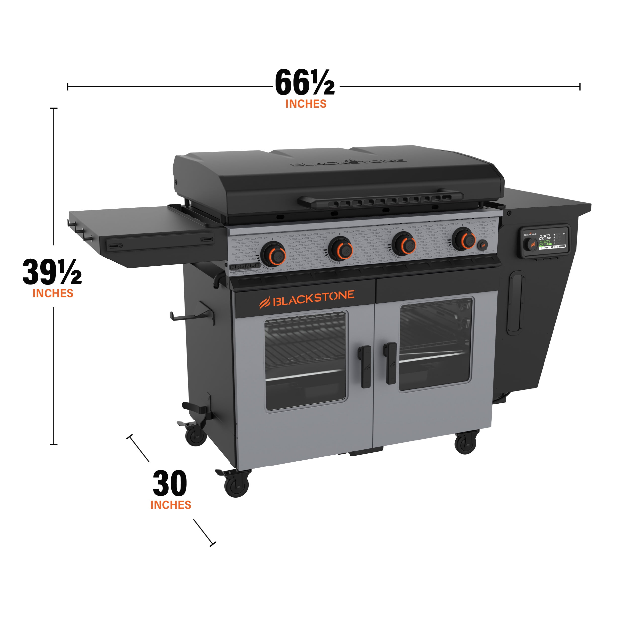 Blackstone Bronco Outdoor Combo Griddle, 36 in 4-Burner Flat Top Grill with Vertical Pellet Smoker (Grey) xh2mx