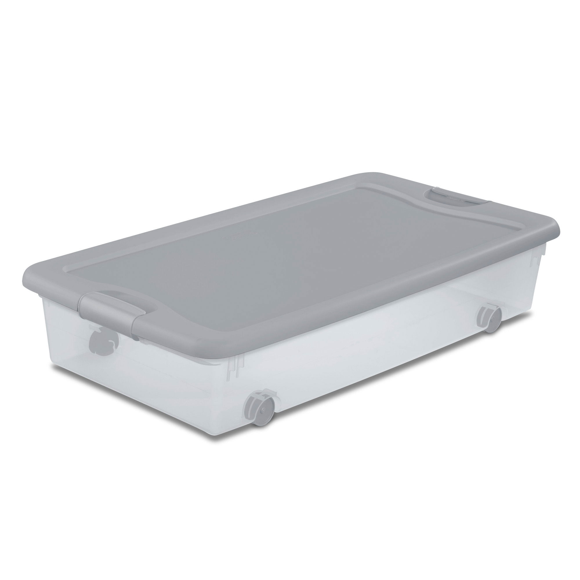 Sterilite 56 Qt Wheeled Under Bed Storage Container (Silver Tint, 12 Pack) 7okjw