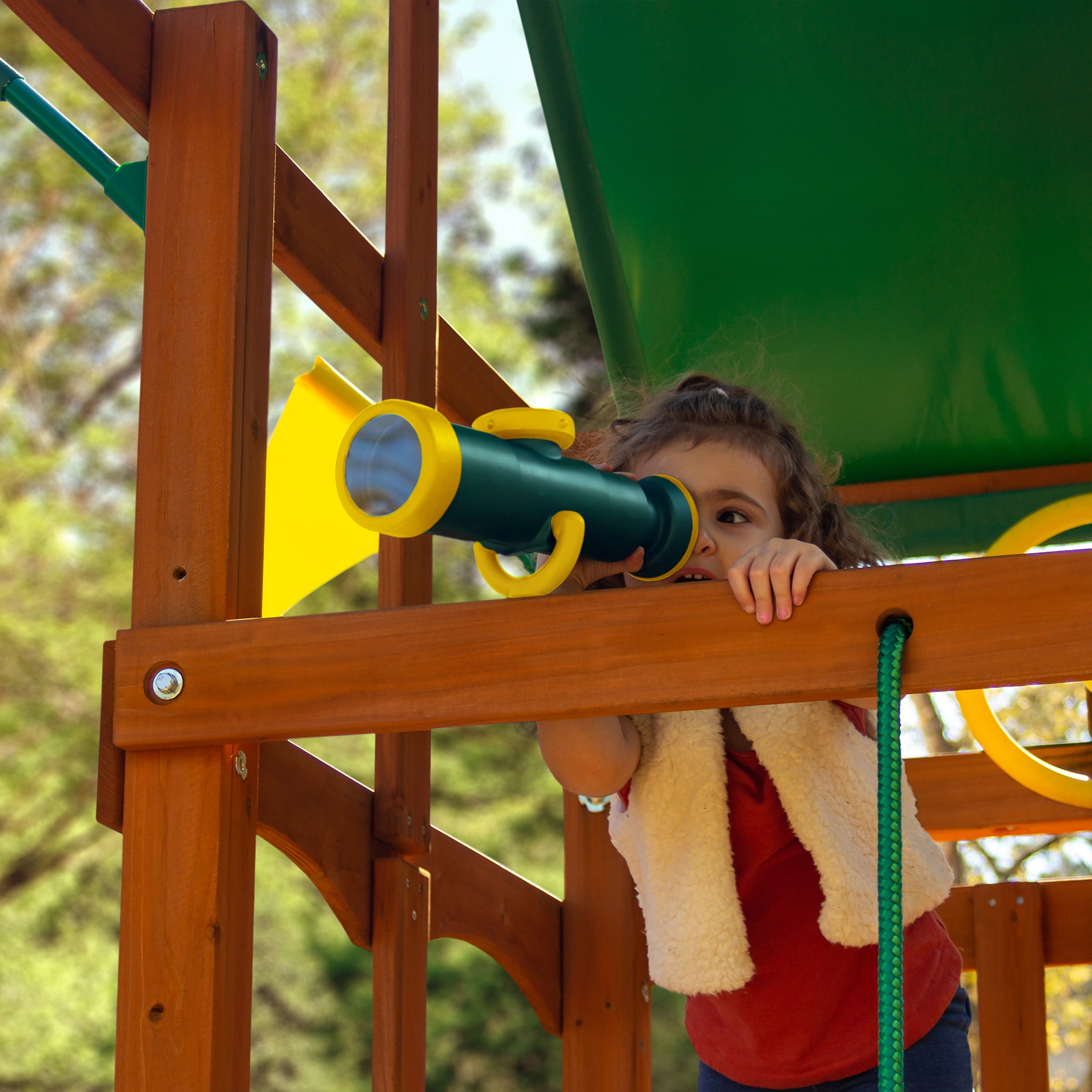 Gorilla Playsets Avalon Swing Set with Vinyl Canopy, Monkey Bars, Climbing Wall and Wave Slide (Amber, 800 lb Capacity) 1pj45