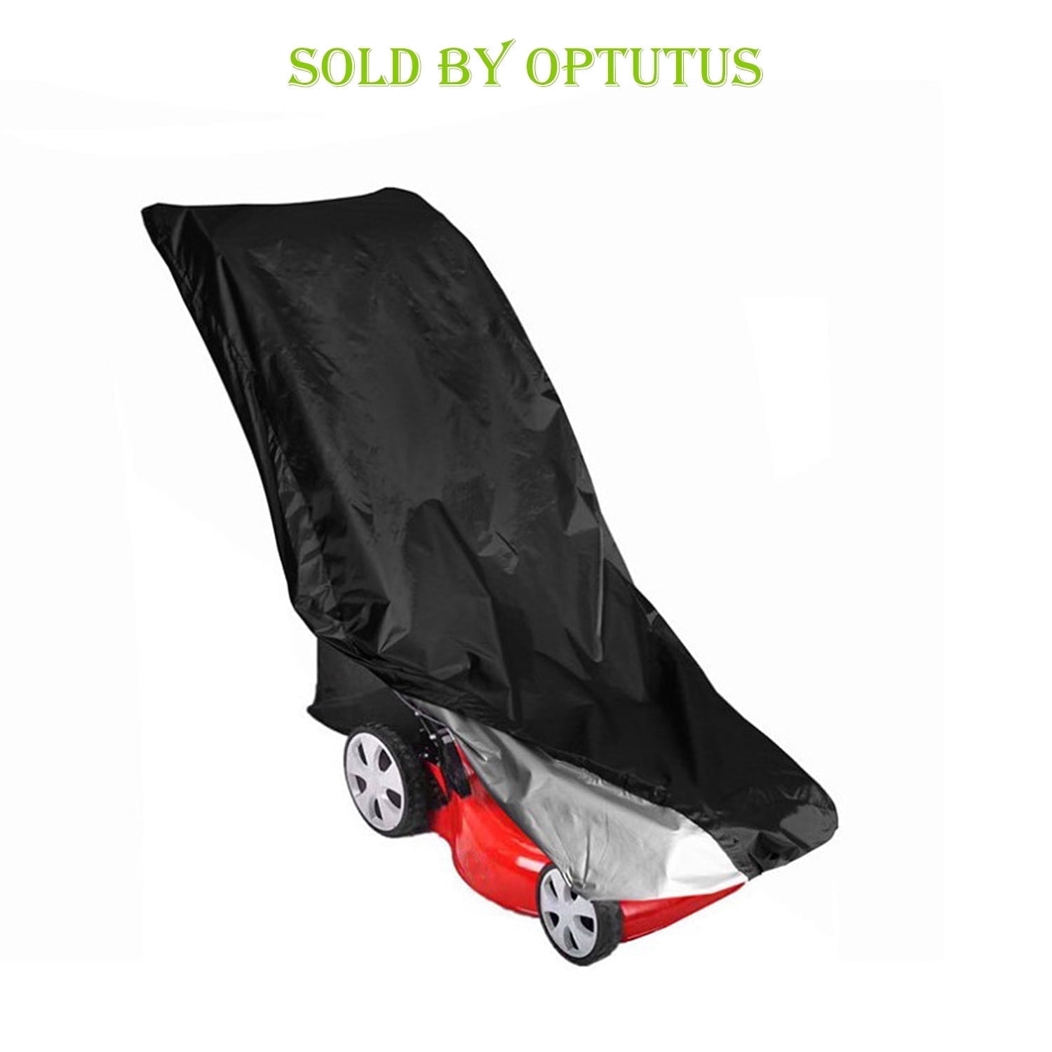 OPTUTUS Heavy-Duty Waterproof Lawn Mower Cover, UV Protection with Drawstring (Black, 75 x 26 x 43 in) xe45x