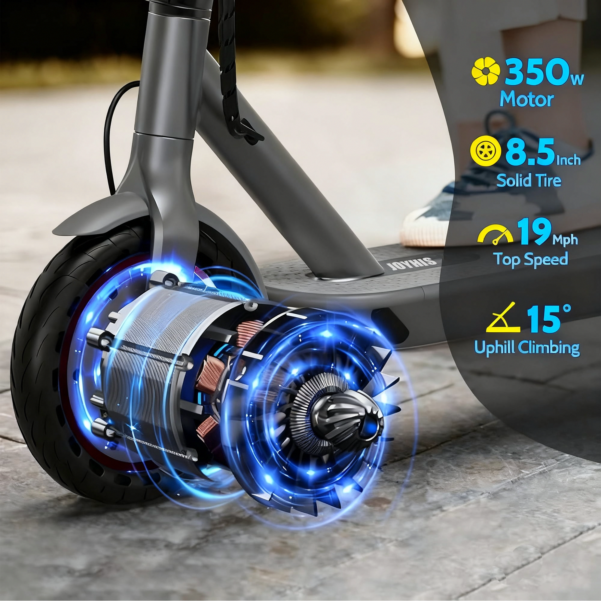 Joyhis J078 Electric Scooter for Adults, Foldable Commuter E-Scooter with 350W Motor, 19mph Max Speed, 21 Miles Range (8.5 in Tires) o2pu0