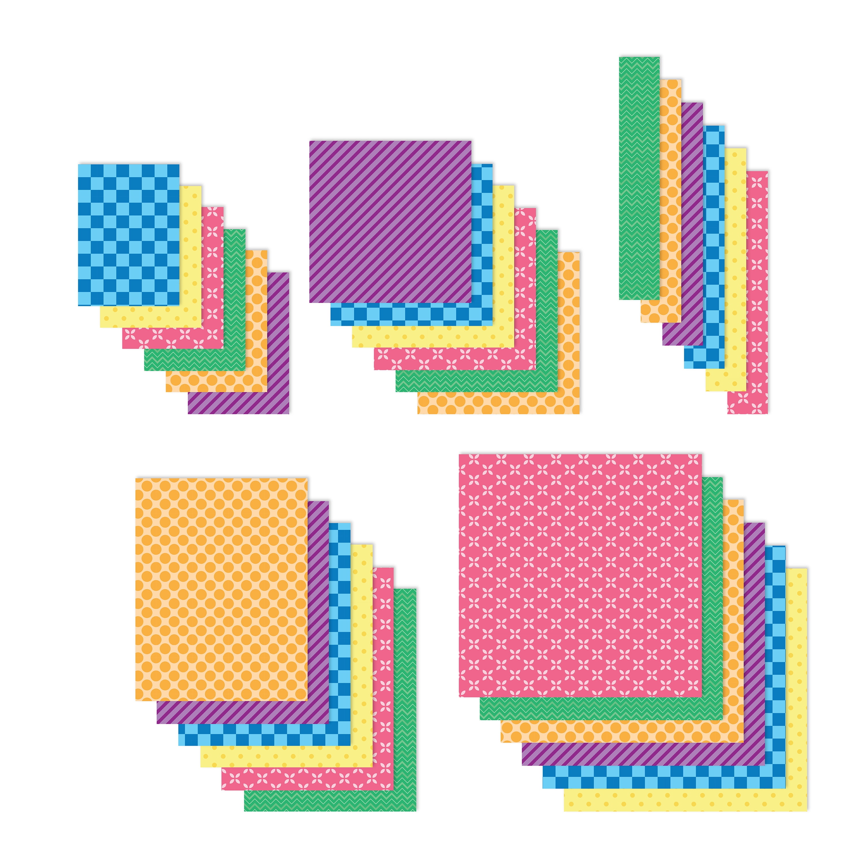Hello Hobby Basic Patterns Scrapbooking and Crafting Paper Pack (Assorted Sizes, 30 Pieces) 112ty