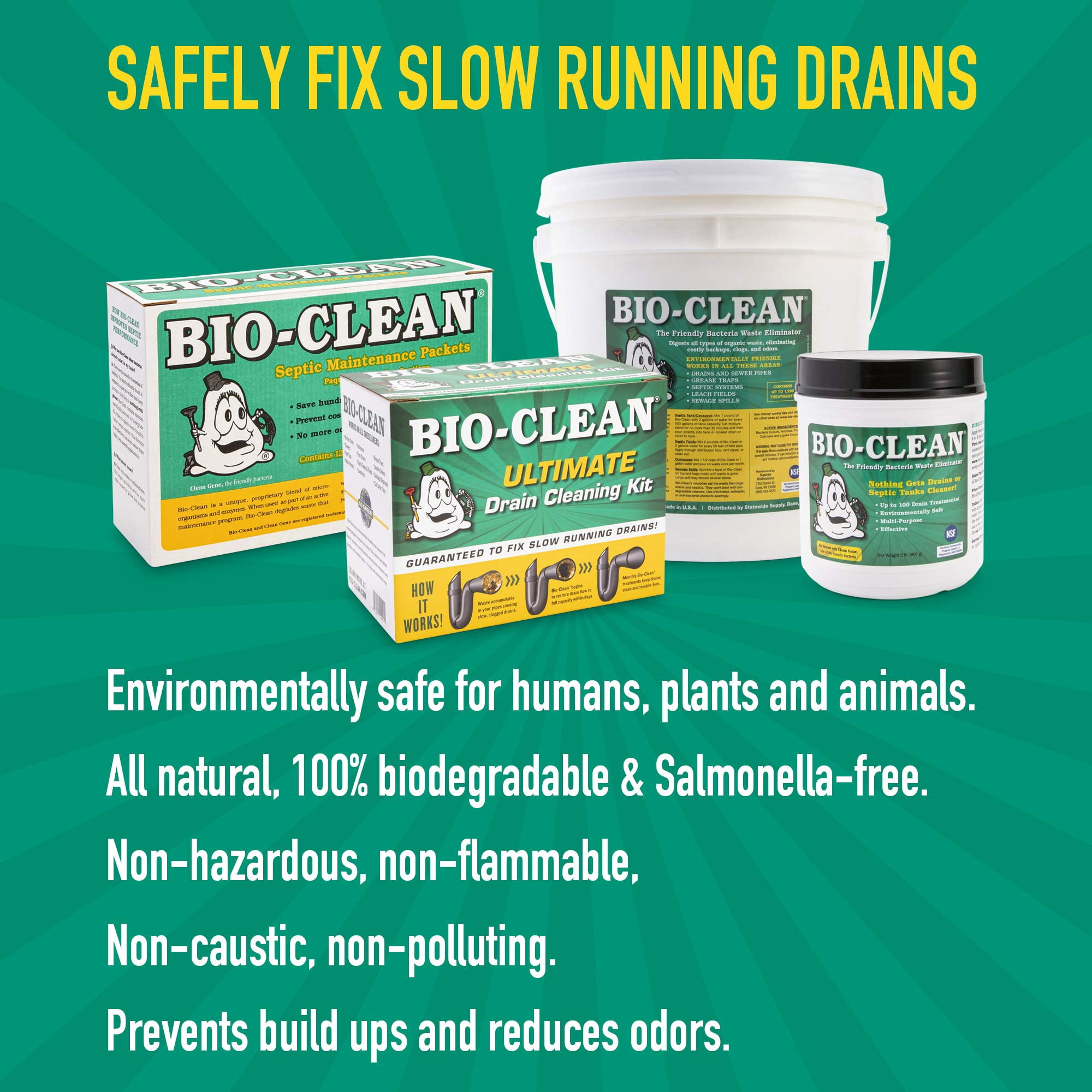 Bio-Clean Drain and Septic System Treatment (Natural Enzyme Cleaner, 32 oz) ug7wb