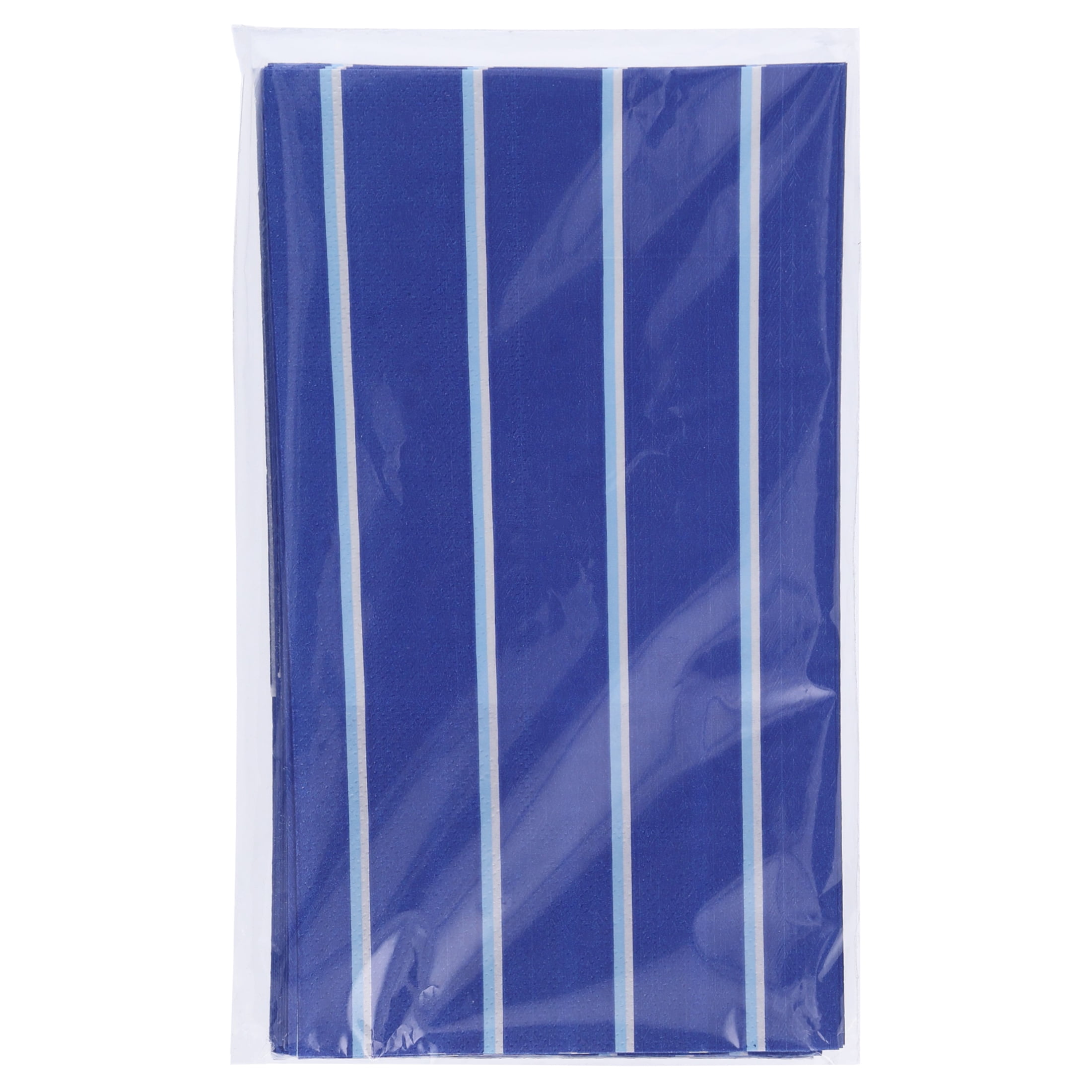 Way To Celebrate Disposable Paper Napkins, Classic Blue Striped Design for Parties (Blue, 16 Count, 3 in x 7 in) p0nru