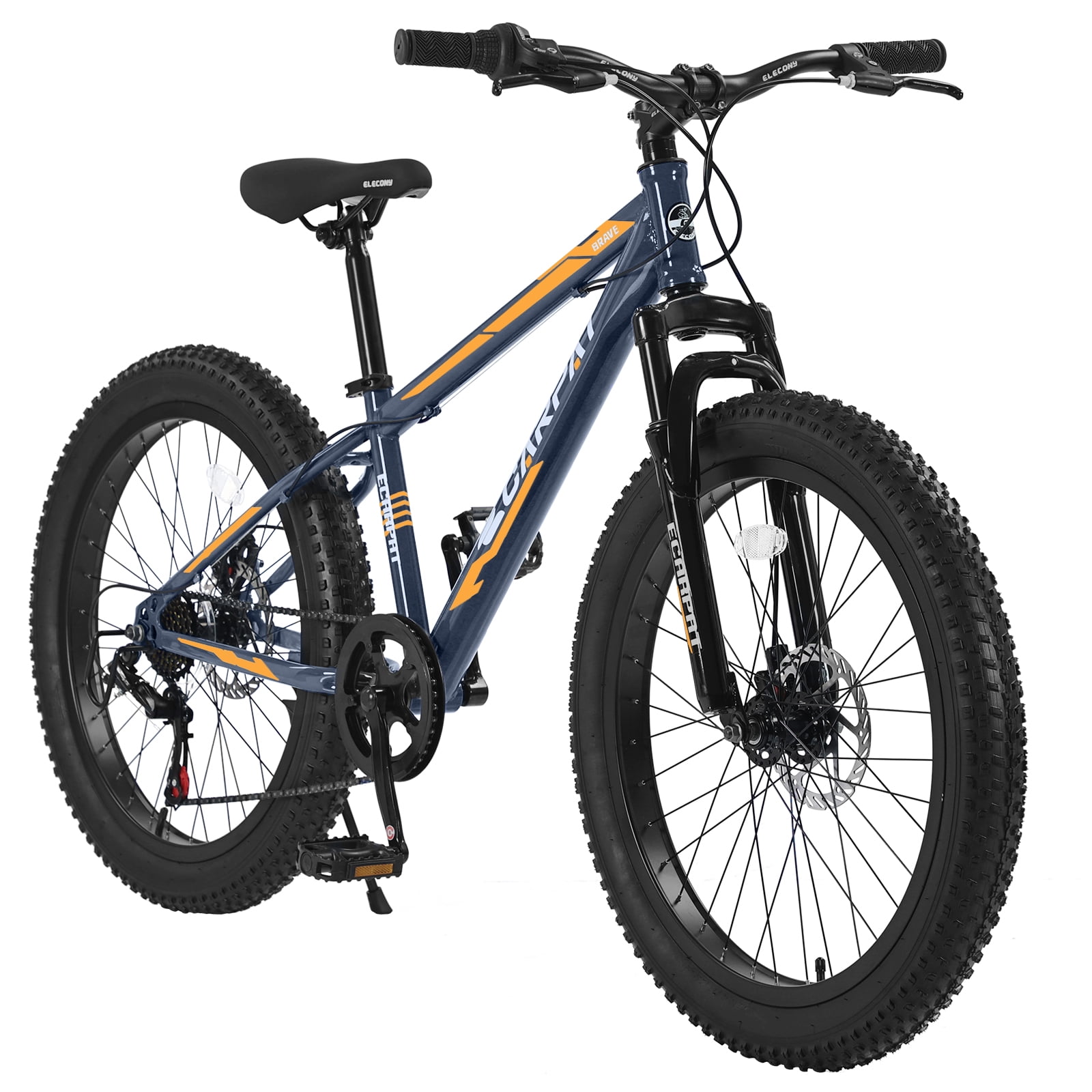 Track 7 Fat Tire Mountain Bike, 7-Speed Shimano Drivetrain, High-Carbon Steel Frame, Dual Disc Brakes (Grey, 24 in) o1umh