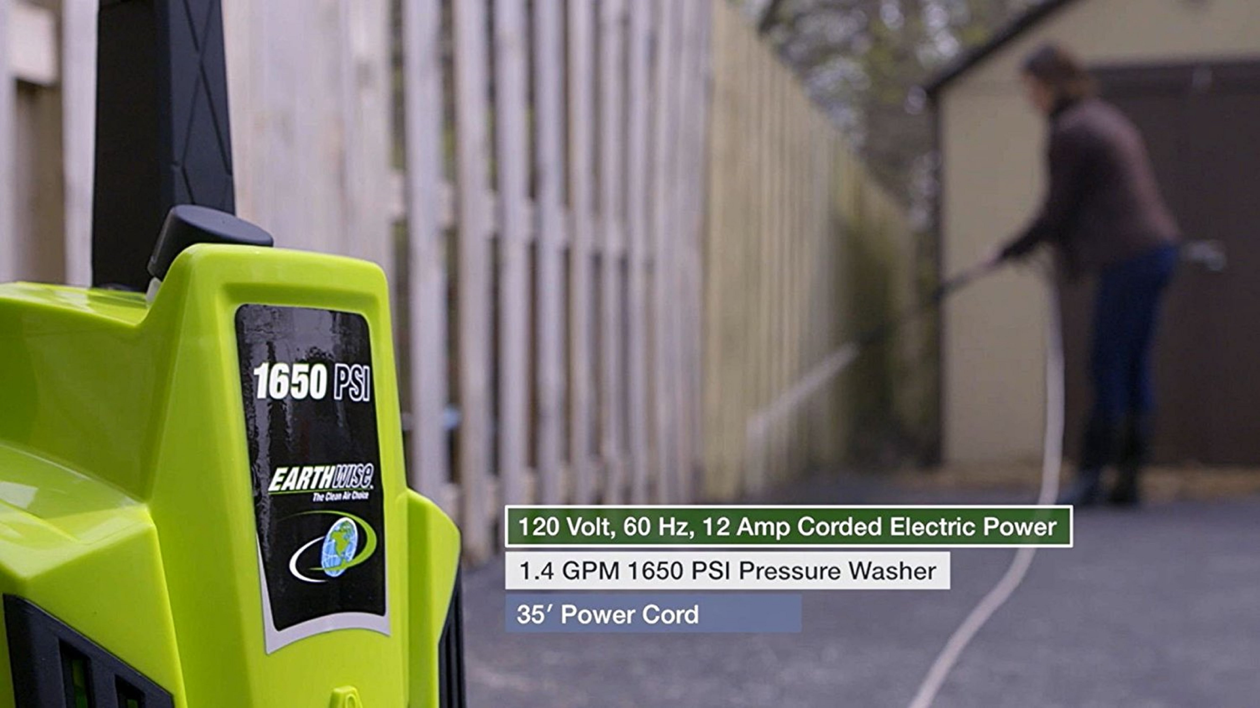 Earthwise PW16503 Electric Pressure Washer (1650 PSI, 20 ft Hose) fze5x