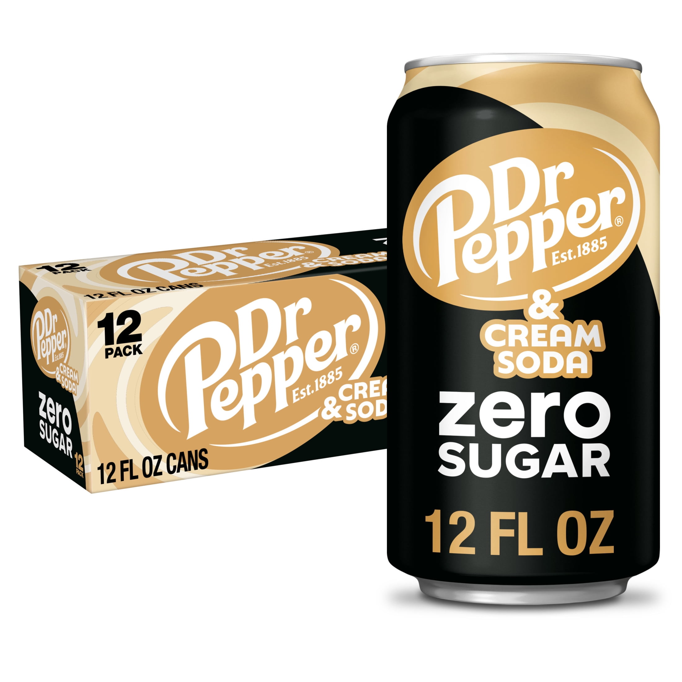 Dr. Pepper Zero Sugar Cream Soda, Refreshing Carbonated Beverage (12 fl oz, 12 Pack) cb012