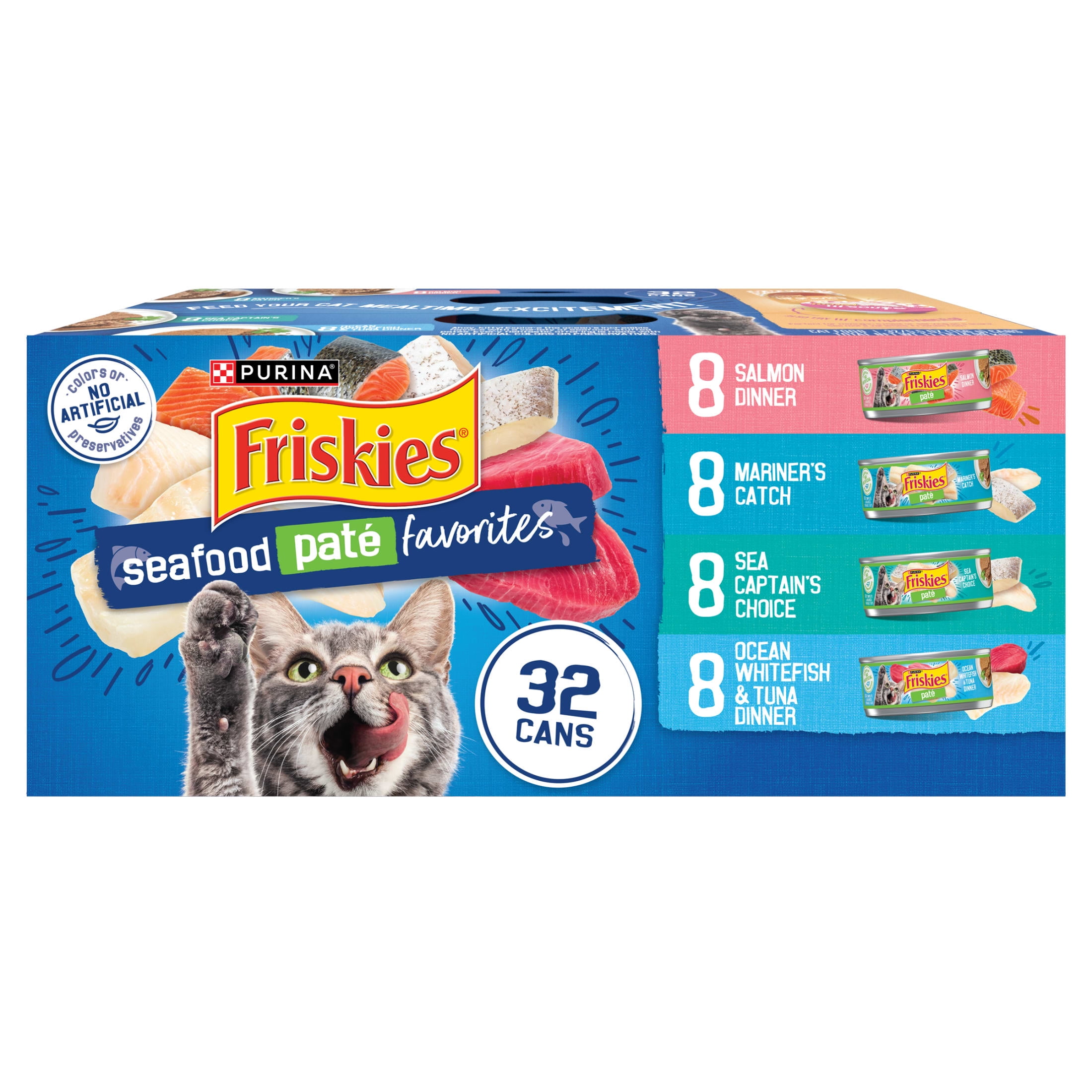 Friskies Pate Seafood Favorites Wet Cat Food Variety Pack (32 Count, 5.5 oz) tkvma