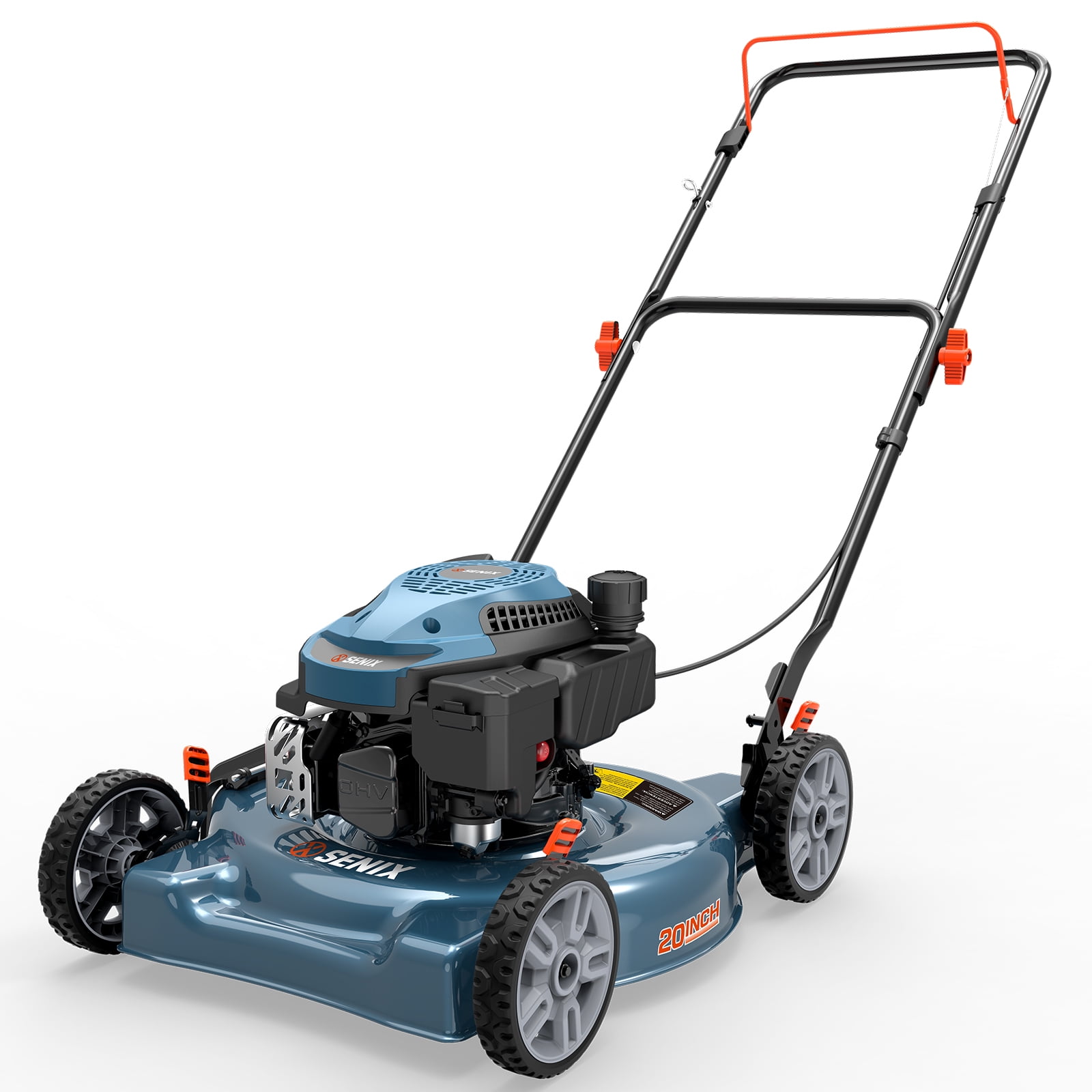 SENIX 20-Inch Gas Lawn Mower, 144cc 4-Stroke Engine Push Mower with Steel Deck (Blue, 20 in) i0r5y