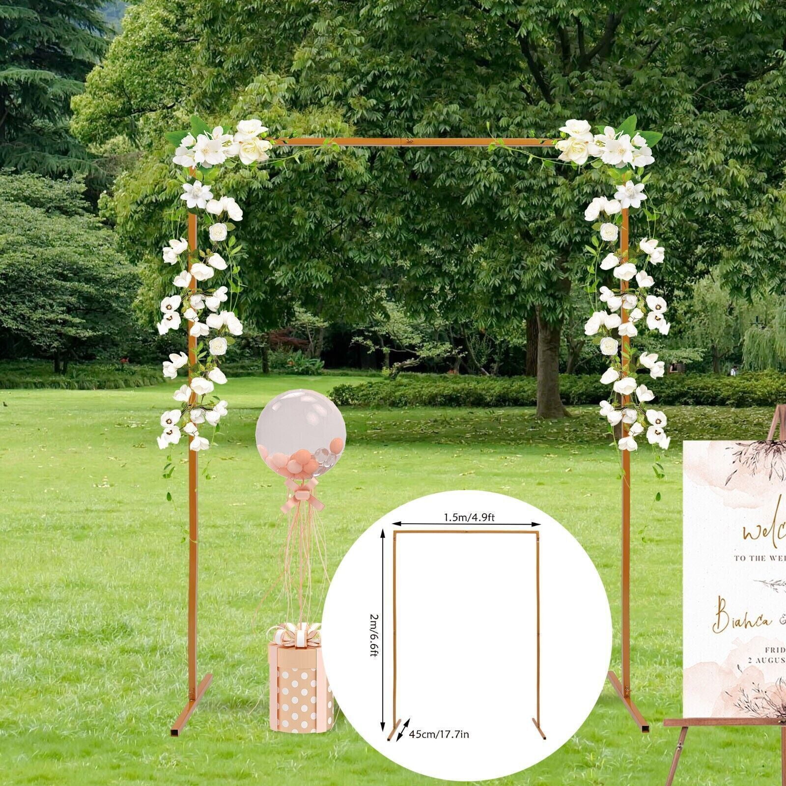 Unbranded Gold Rectangular Wedding Arch Stand for Balloon and Flower Backdrop Decor (6.6 ft) 6mhyi