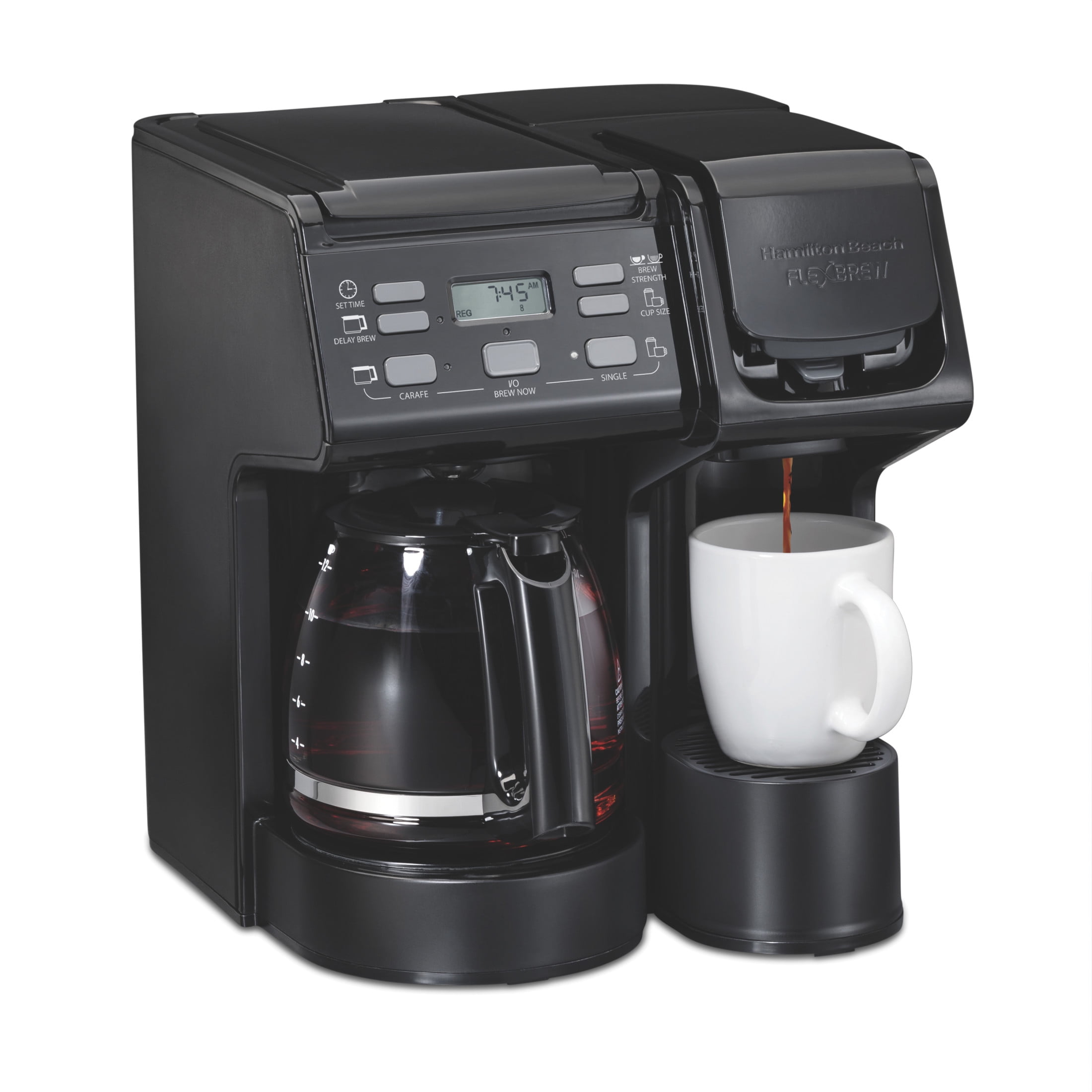 Hamilton Beach FlexBrew Coffee Maker, Dual-Function Single Serve & 12-Cup Drip Coffee Machine (Black, 12-Cup Capacity) s0sf6