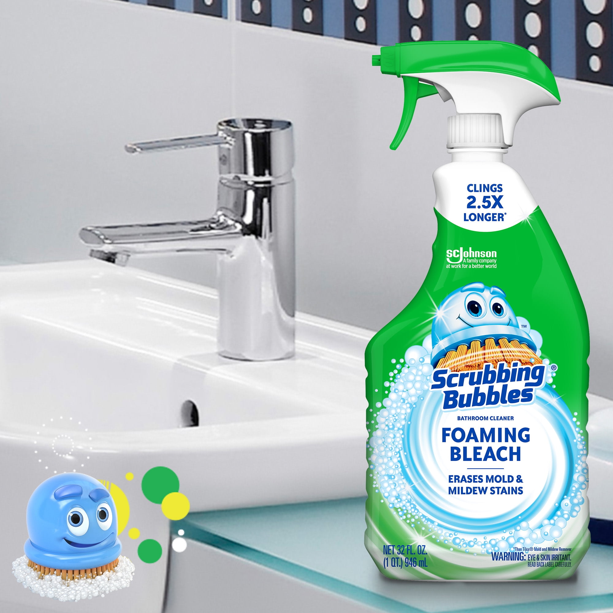 Scrubbing Bubbles Foaming Bleach Bathroom Cleaner, Deep Cleaning Power for Tile and Grout (Fresh Scent, 32 oz) ea3qs