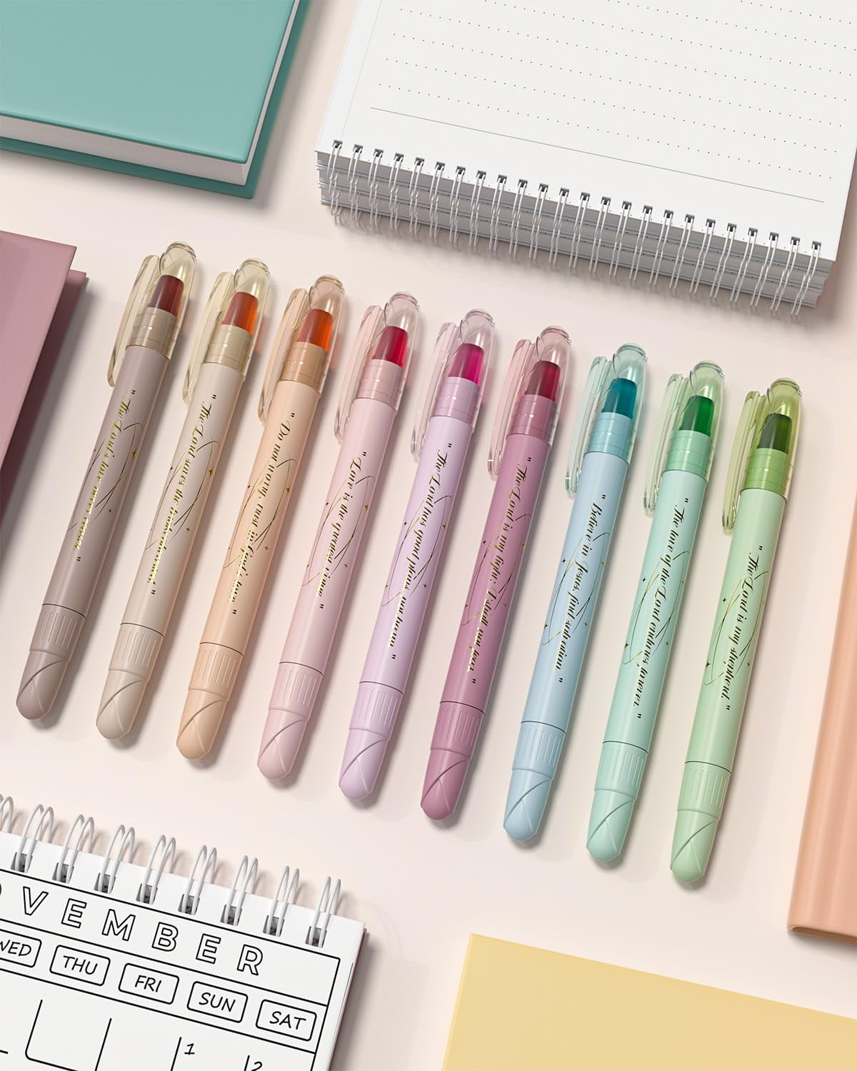 WEMATE Gel Bible Highlighters, No-Bleed Pastel Markers for Journaling and Study (Assorted Colors, 9-Pack) gwirw