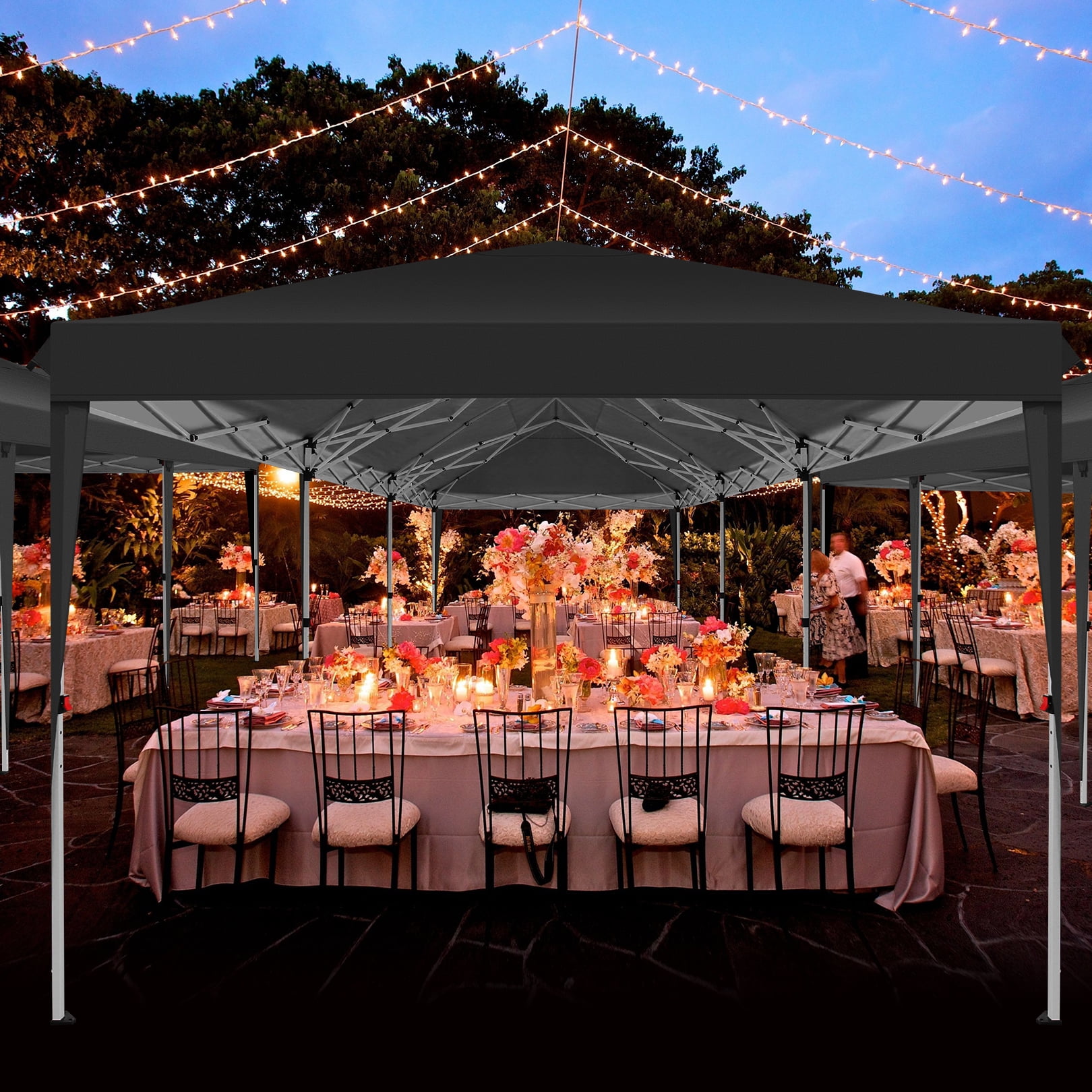 SANOPY 10 x 30 ft Pop Up Canopy Tent, Heavy-Duty Commercial Outdoor Shelter with 8 Removable Sidewalls and Carrying Bag (Black, 10 x 30 ft) oep66