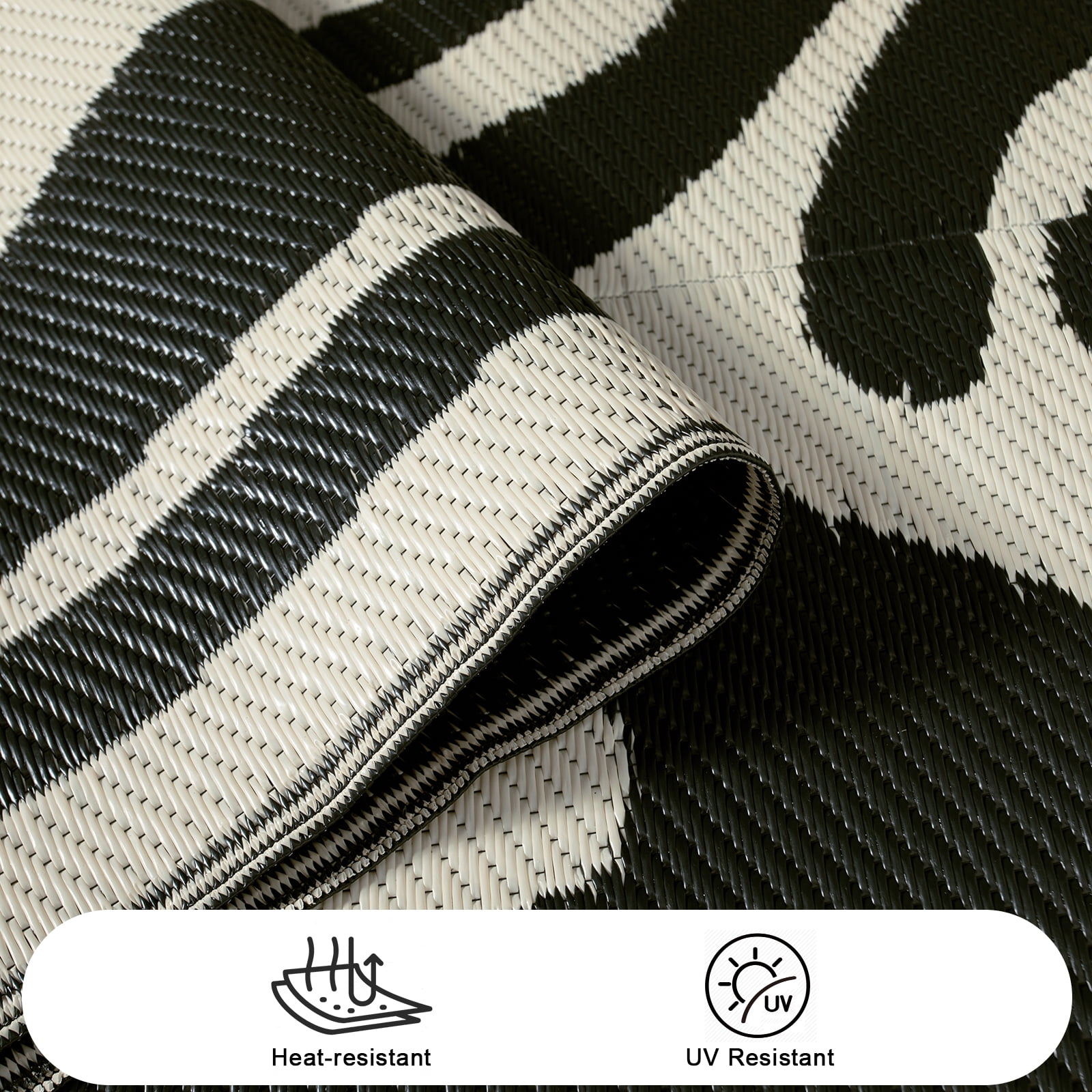 Lahome Waterproof Outdoor Rug (Black & White, 4 ft x 6 ft) ahskh