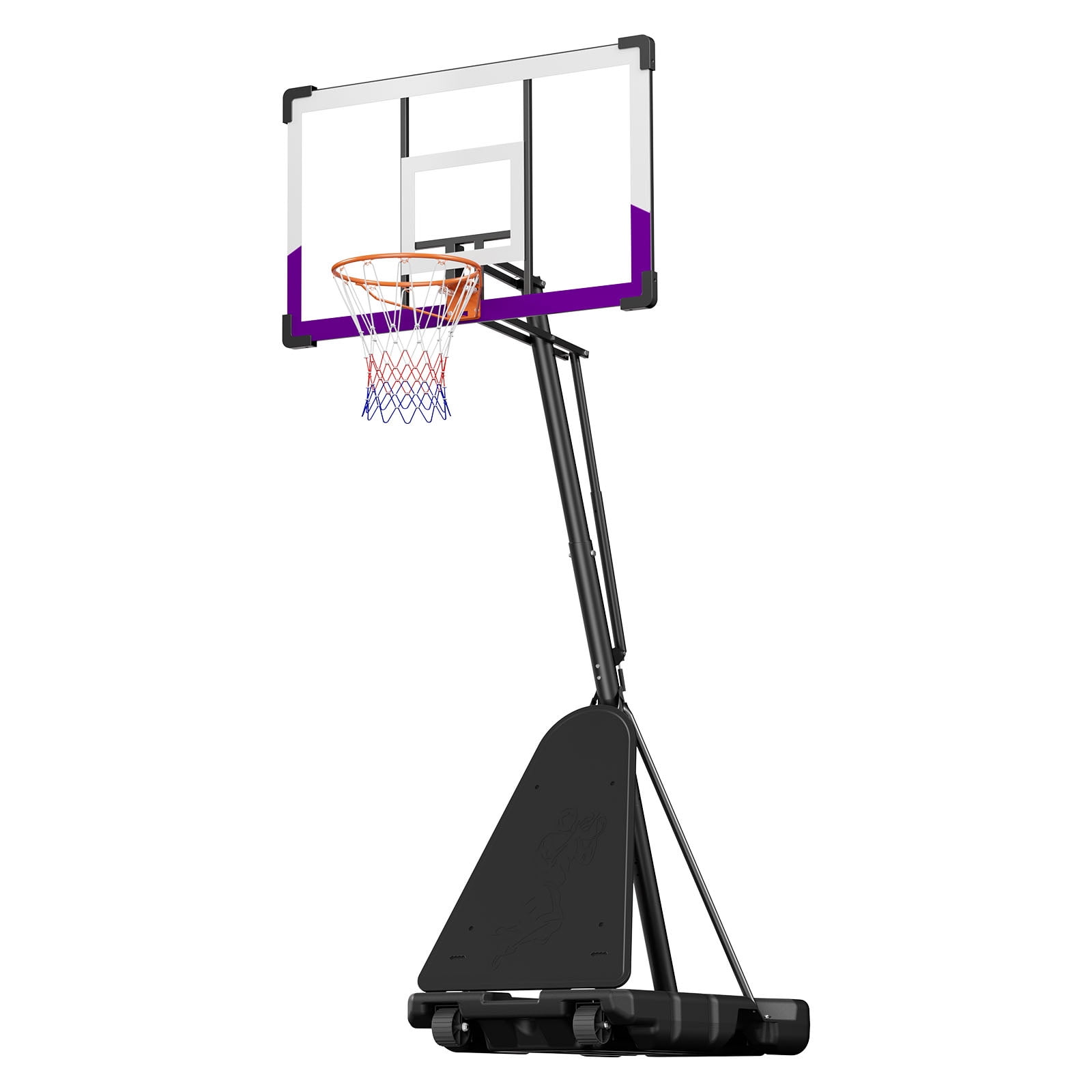KFFKFF Portable Basketball Hoop System with Adjustable Height (10 ft, 48-inch Backboard, Black) 0vue8