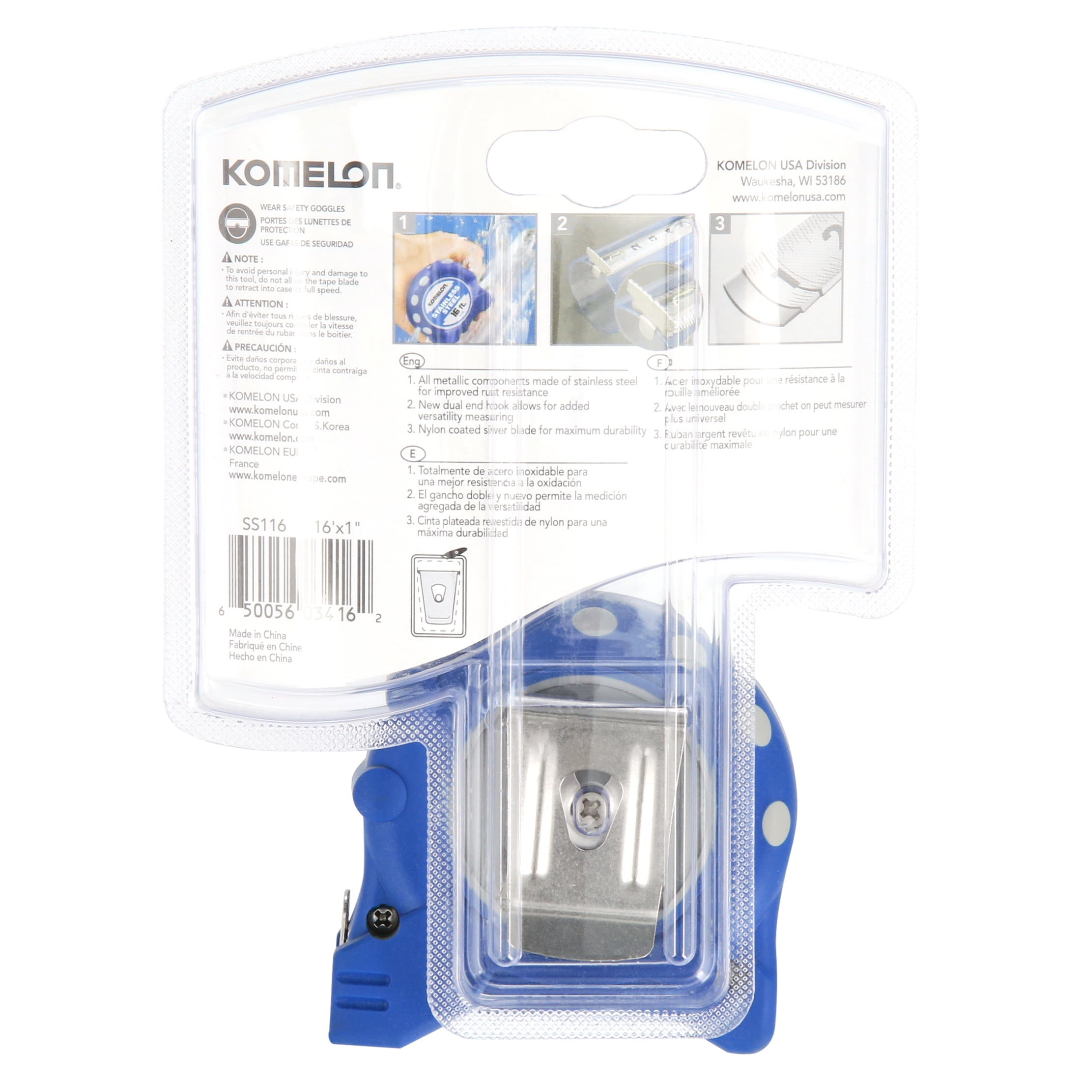 Komelon Stainless Steel Tape Measure (16 ft) hrwlw