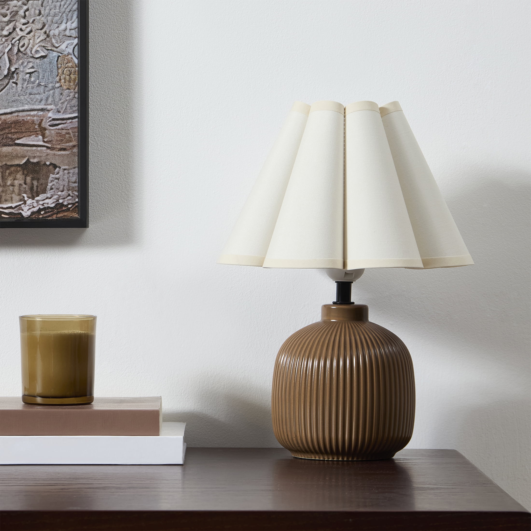 Home Decor Collection Modern Ceramic Accent Table Lamp (Brown, 12.25 in) k76qc