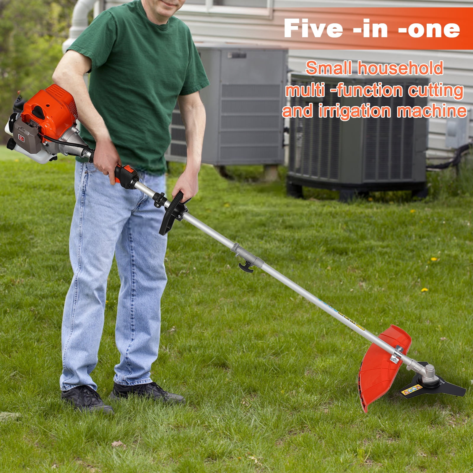 Happydeer 5-in-1 Gas String Trimmer and Brush Cutter Multi-Tool System (Orange, 52cc) xuxty