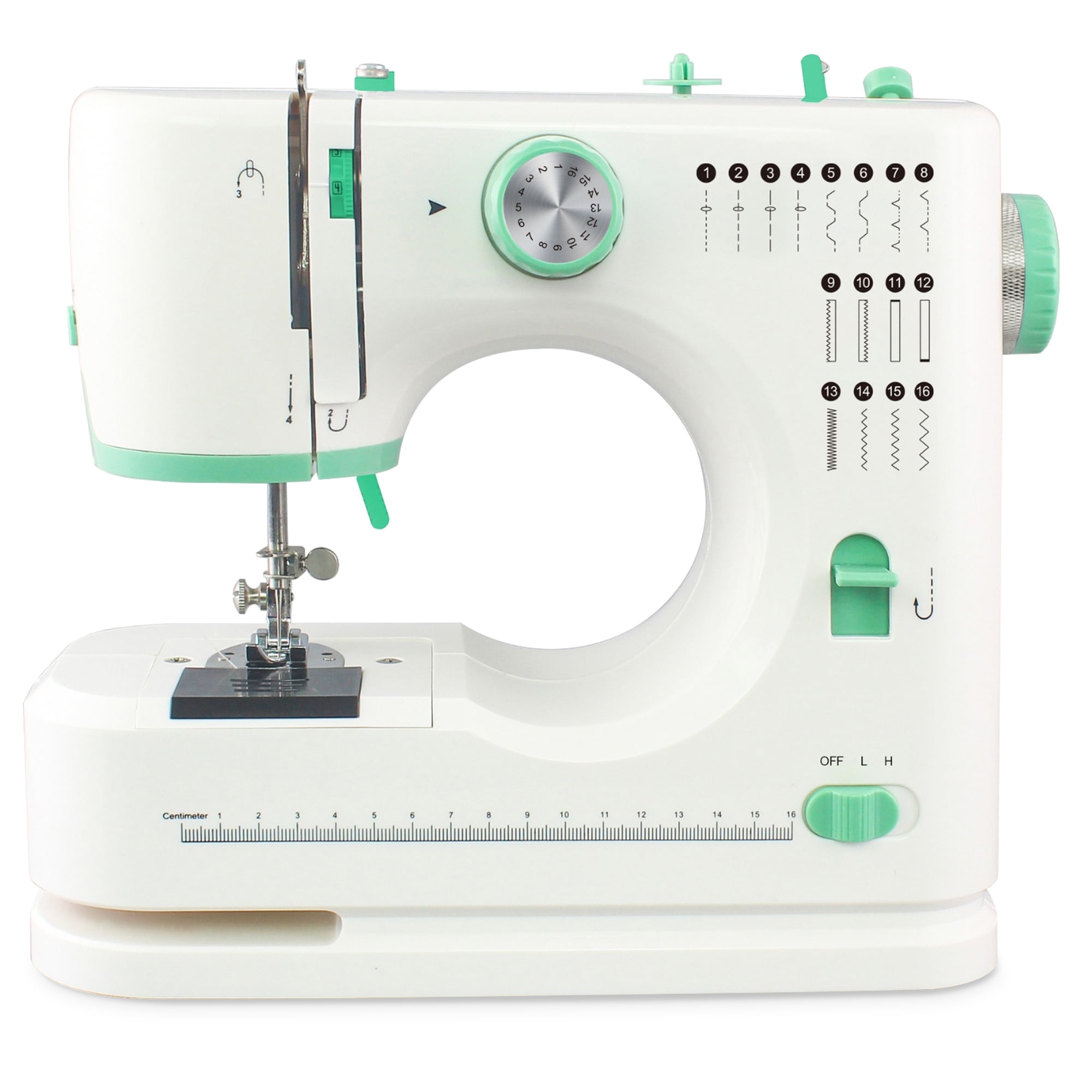 BCOOSS Portable Sewing Machine for Beginners with 16 Built-in Stitches and Foot Pedal (Green, 1 Unit) fj9r0