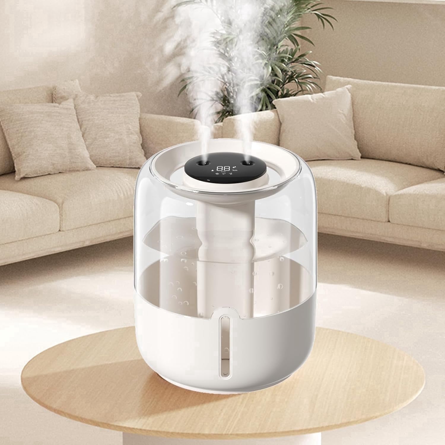 STORGENER Large Capacity Cool Mist Humidifier, Dual Nozzle Ultrasonic Air Humidifier with Night Light (White, 1.3 gal) vkrvg