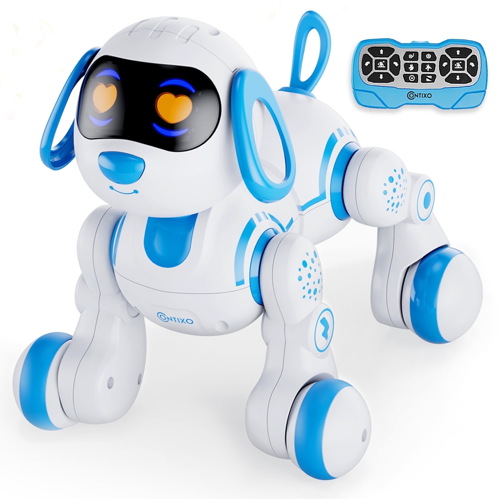 Contixo R3 Interactive Smart Robot Dog Toy, Programmable Puppy with LED Lights and Sounds (Blue) x1mr0