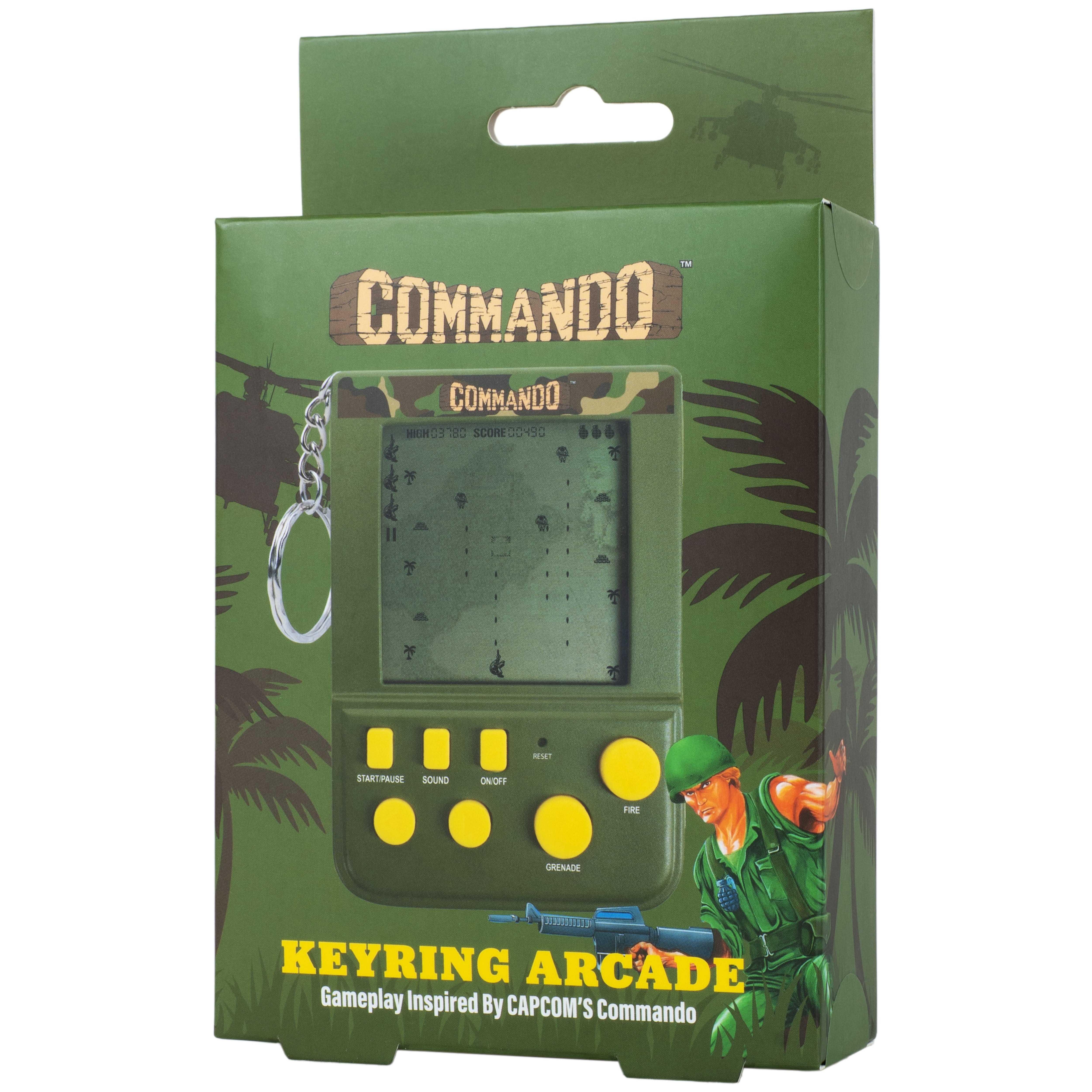 Fizz Creations Commando Keyring Arcade Handheld Game (Green, 3 in) vekfv