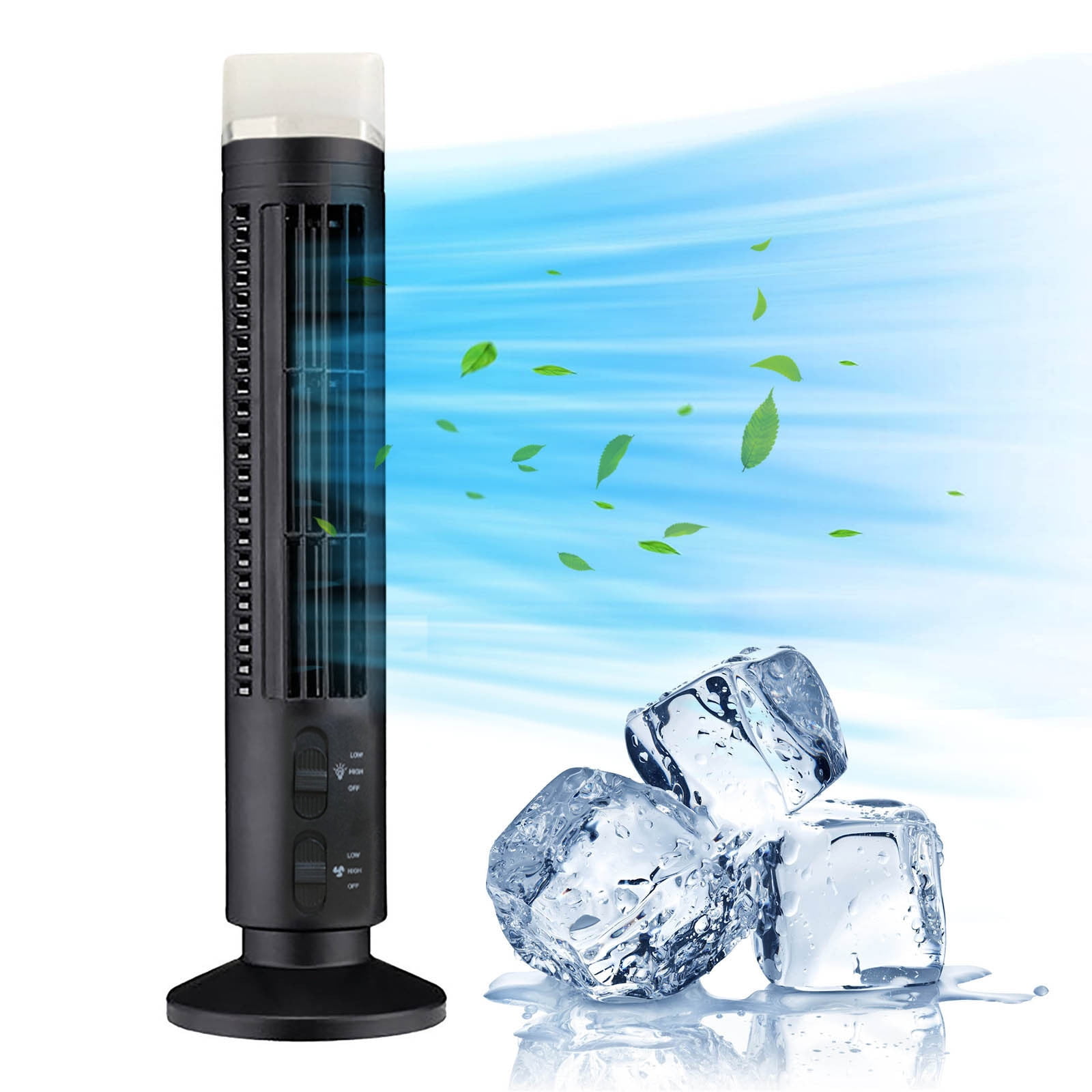 Quinlirra Portable Tower Fan, Quiet Oscillating Desk Fan with 2 Speed Settings (Black, 13 in) 6qfbe