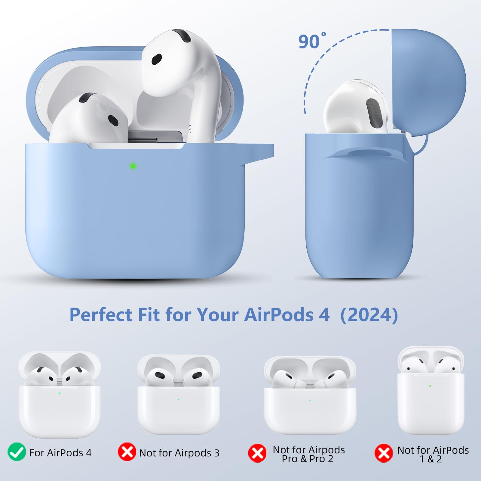 Comvin Protective Silicone Case for AirPods 4 (2024) with Cleaning Kit (Lilac, 1 Pack) k2gm2