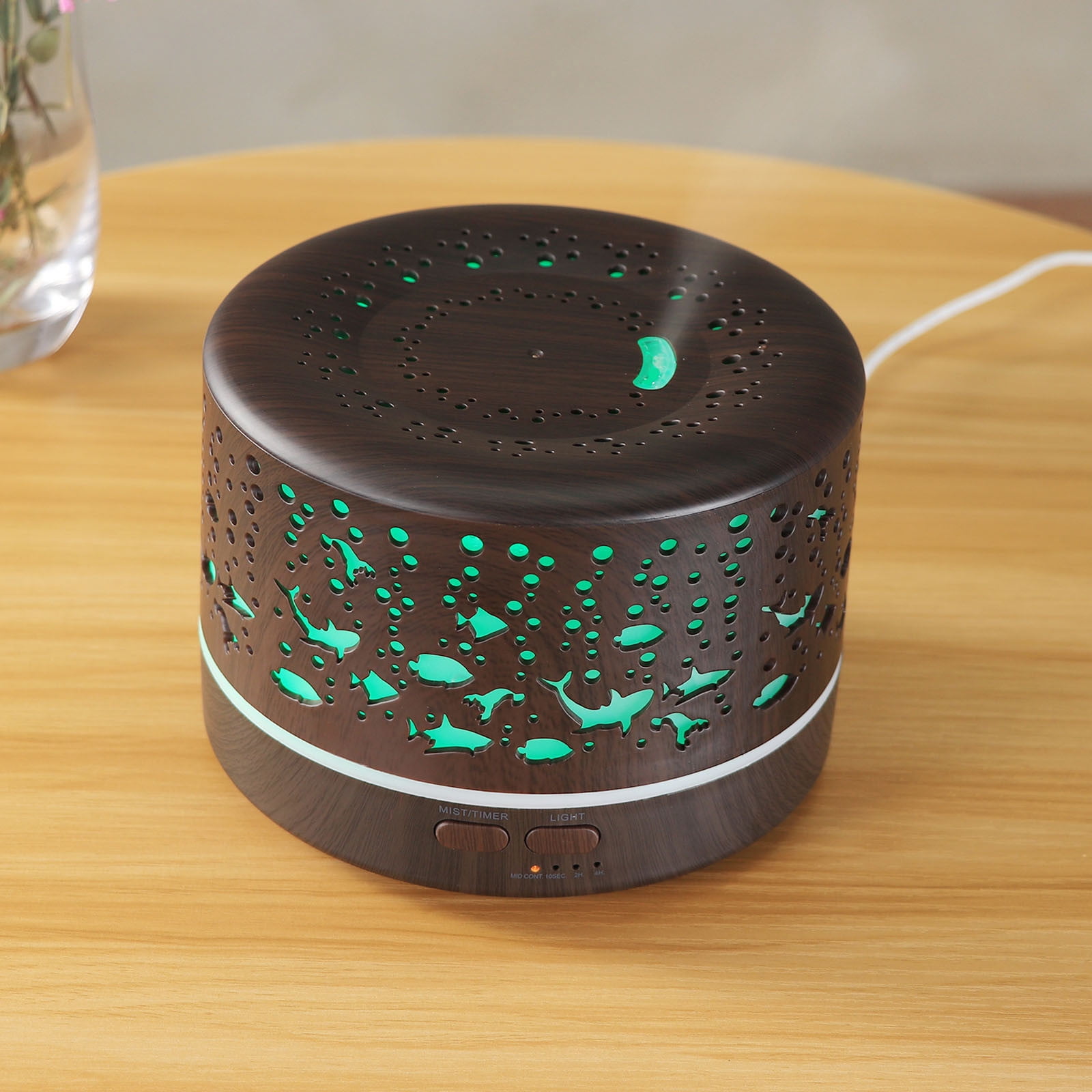 Huayishang Aromatherapy Diffuser with Remote Control, Wood Grain Ultrasonic Humidifier for Home Decor (Brown, 16.91 fl oz) 5ahz2