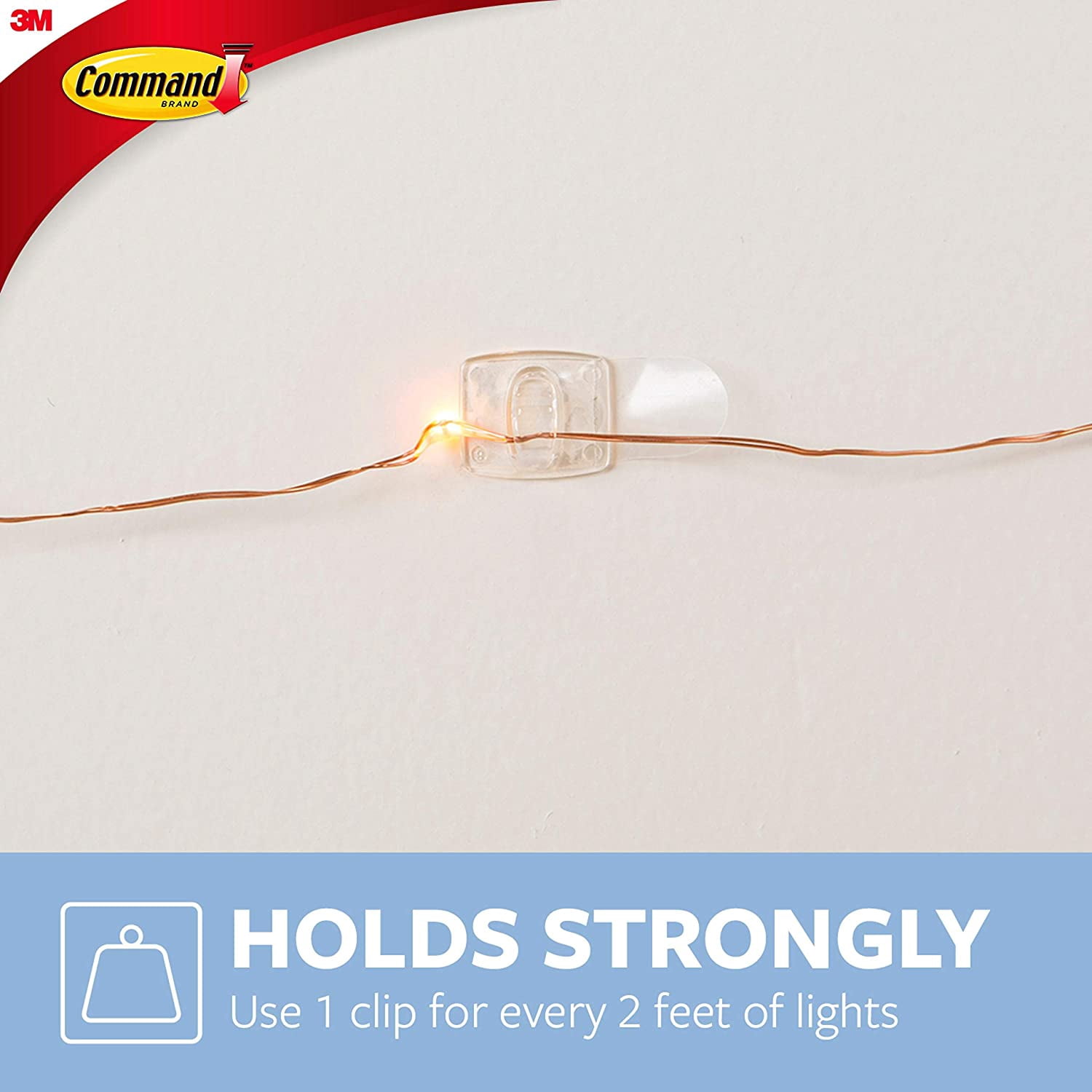 3M Command Small Decorating Clips, Damage-Free Hanging Hooks for String Lights (Clear, 160-Count) 1my4f