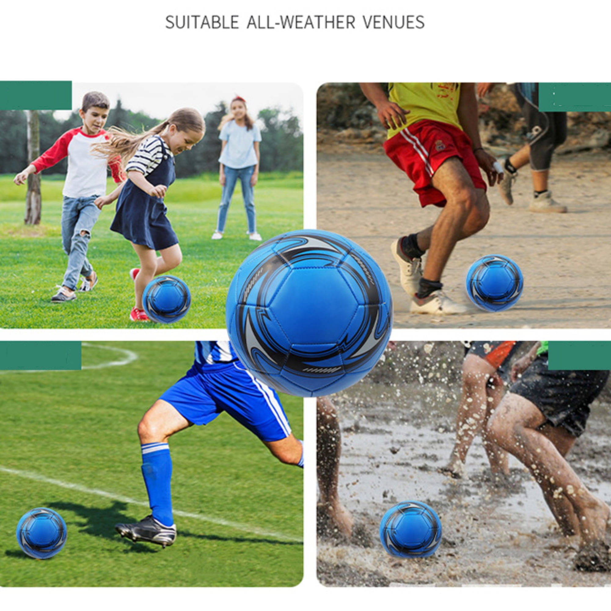 BESTEK Professional Soccer Ball Size 5 Official Training Competition Football (Blue) nas6b