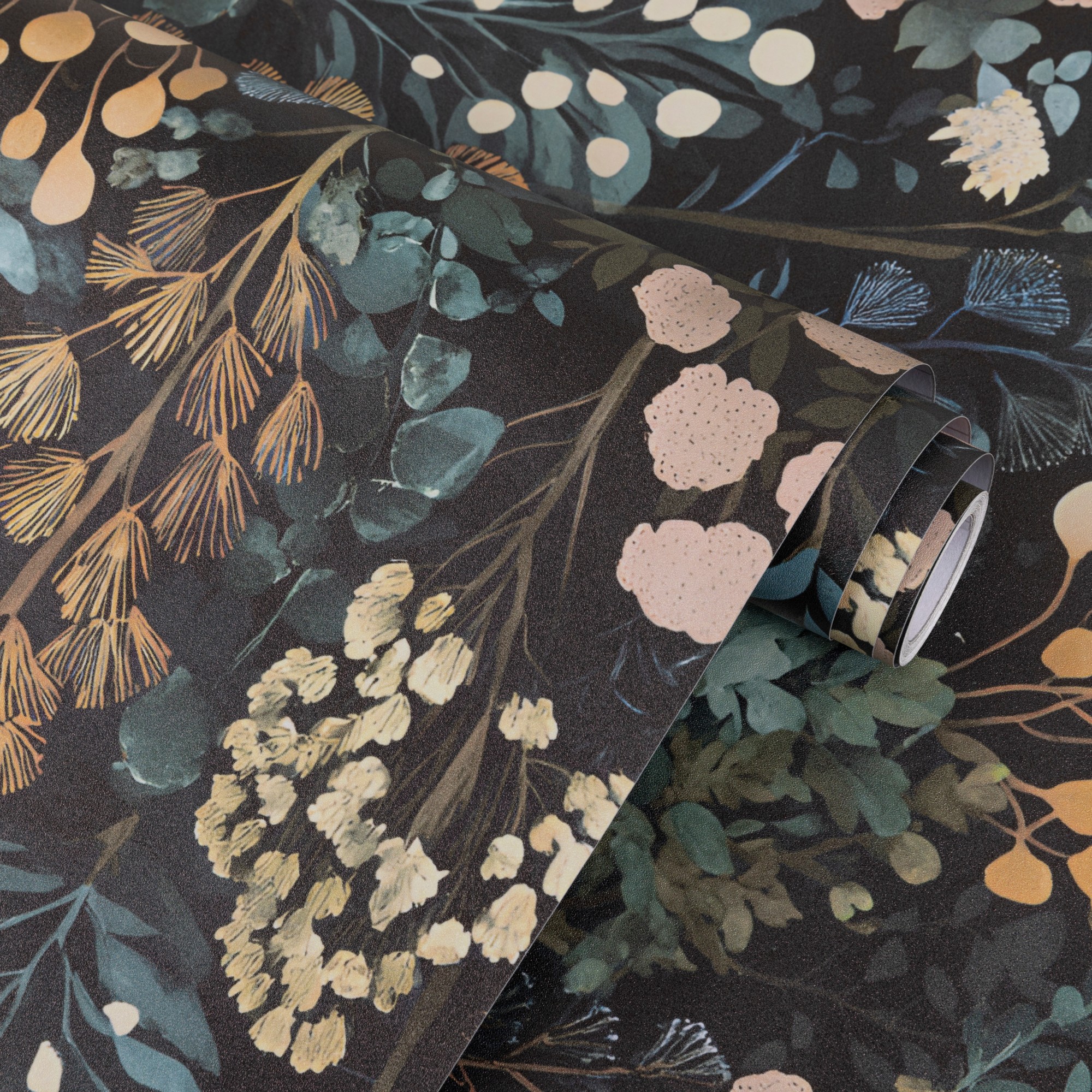 UMIGGEE Floral Peel and Stick Wallpaper, Self-Adhesive Contact Paper for Furniture Renovation (Black, 17.3 in x 118 in) z6949