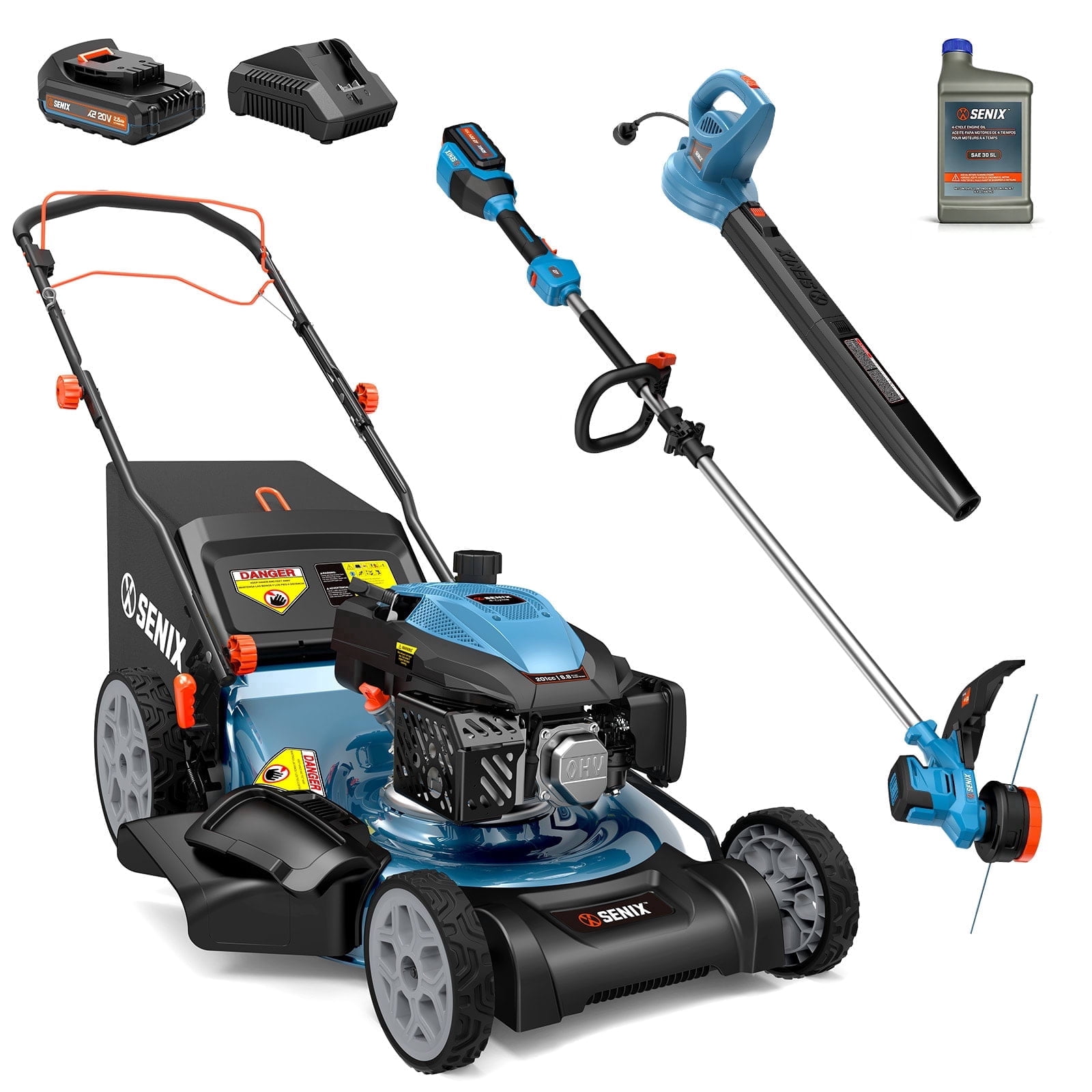 Senix 3-in-1 Outdoor Power Equipment Combo (Blue, 3-Piece Set) 6k05k