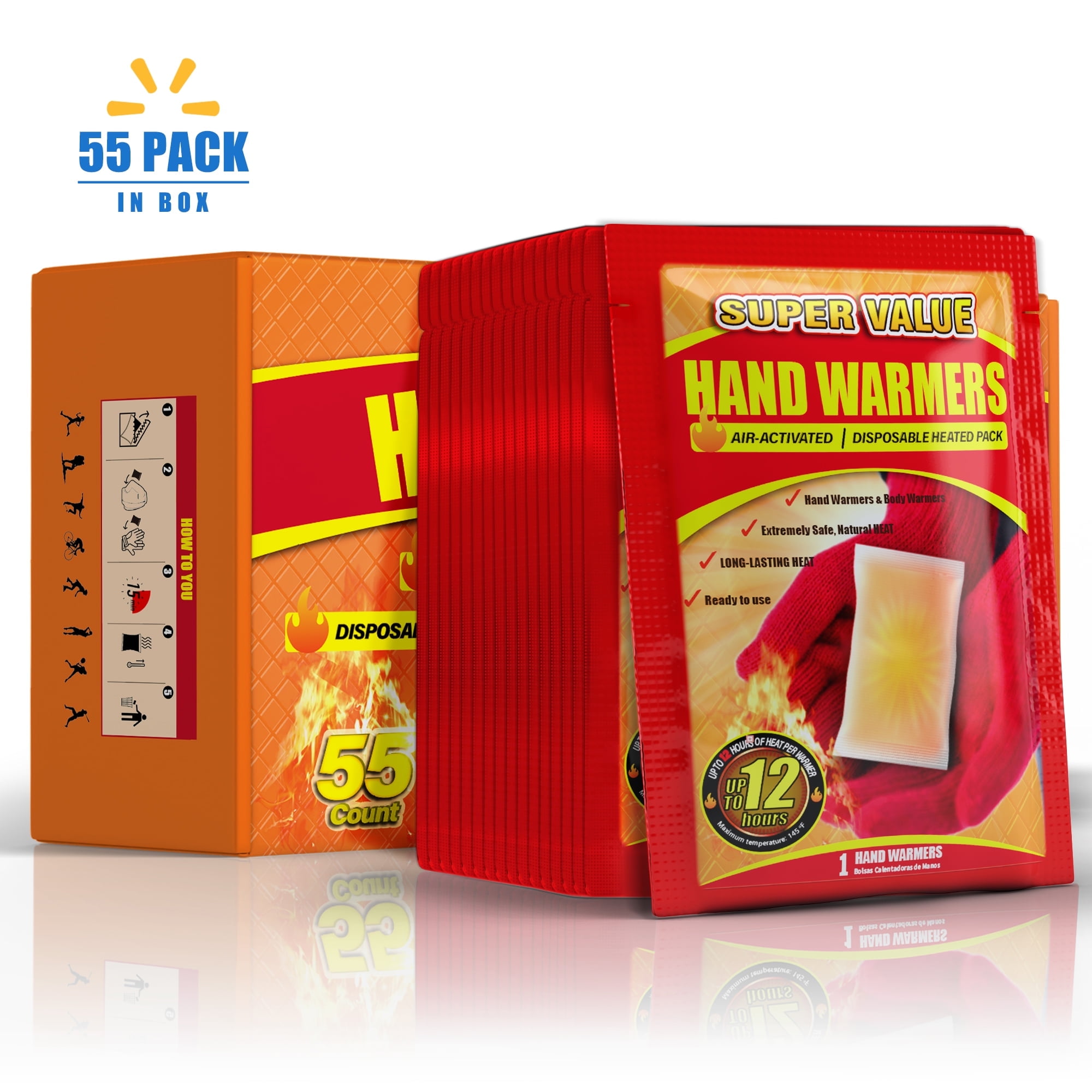 NFTIGB Hand Warmers Air-Activated Heat Packs for Outdoor Activities (55 Pack) wynbn
