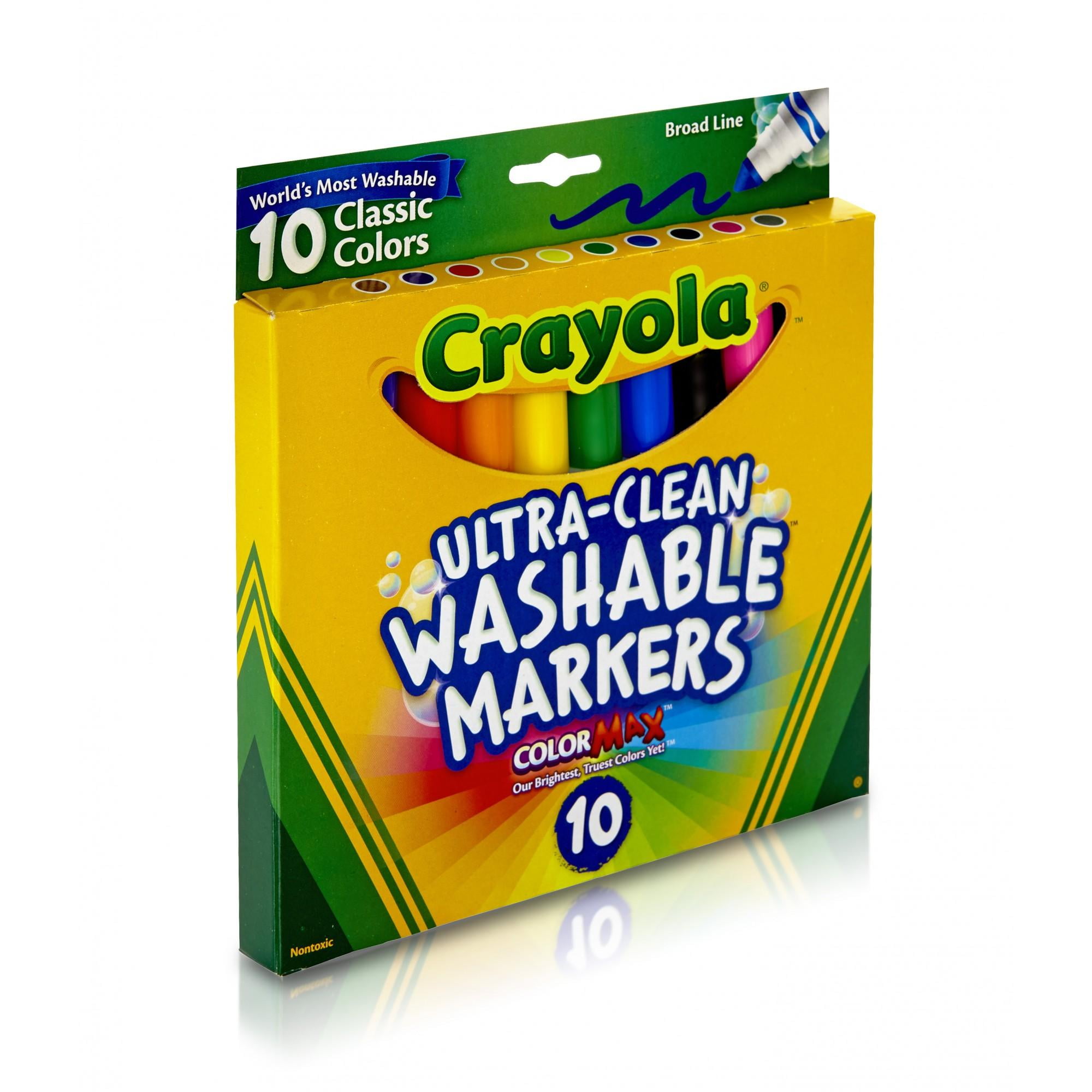 Crayola Ultra-Clean Washable Broad Line Markers, Non-Toxic Art Supplies for Kids (Assorted Colors, 10 Ct) 6kxnd