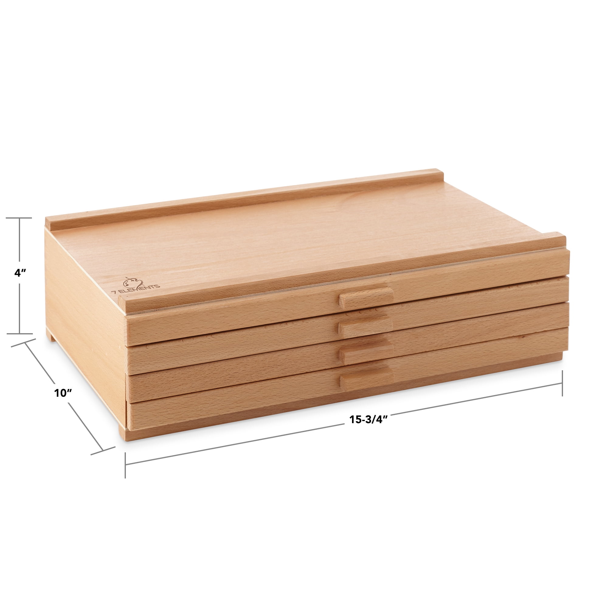 7 Elements 4 Drawer Wooden Artist Storage Supply Box for Art Supplies (White, 15.75 in x 9.5 in x 6 in) 9by81