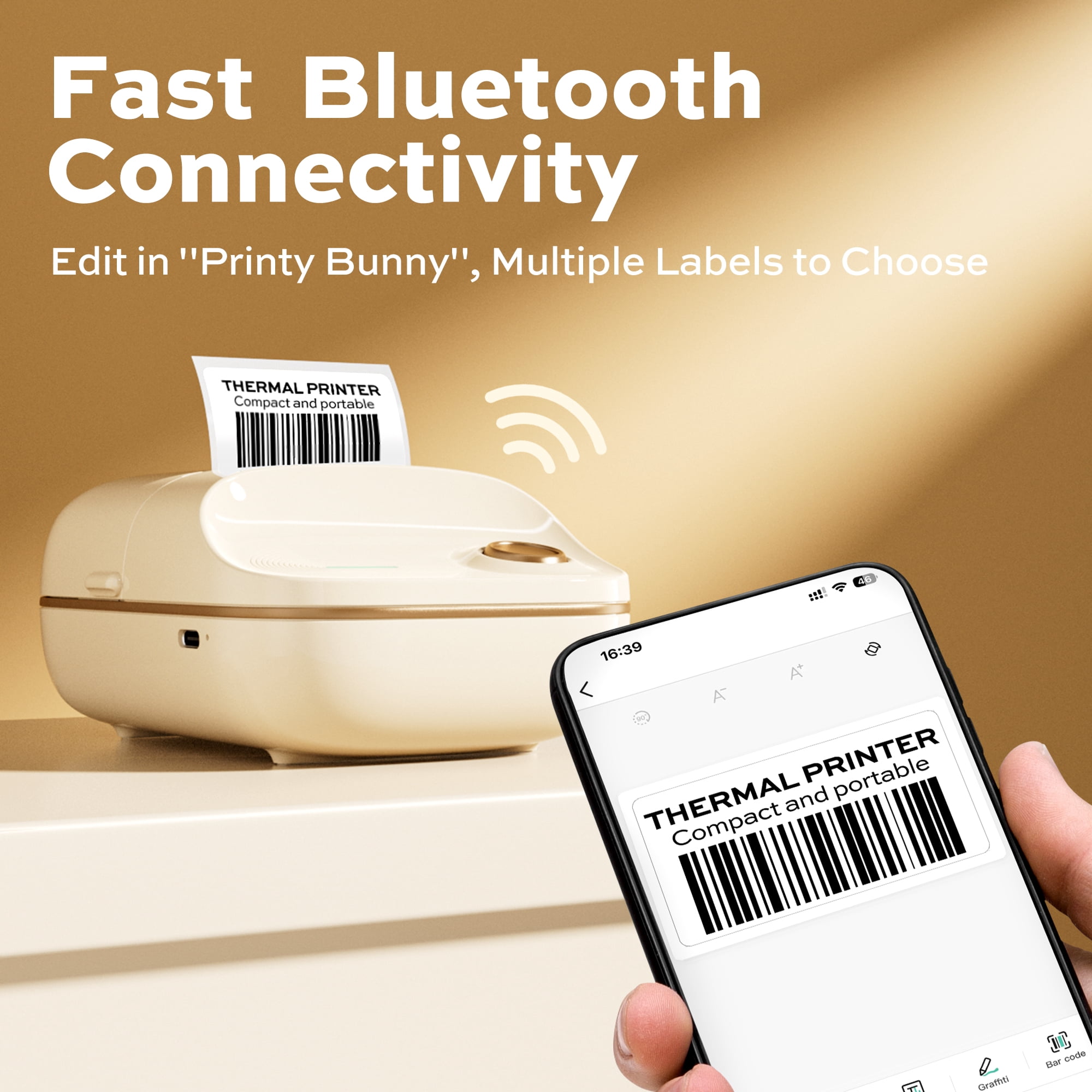 NOVODESK Portable Bluetooth Label Maker Machine, Thermal Printer for Small Business and Home Organization (Milky White, 2 in) 3v3vy