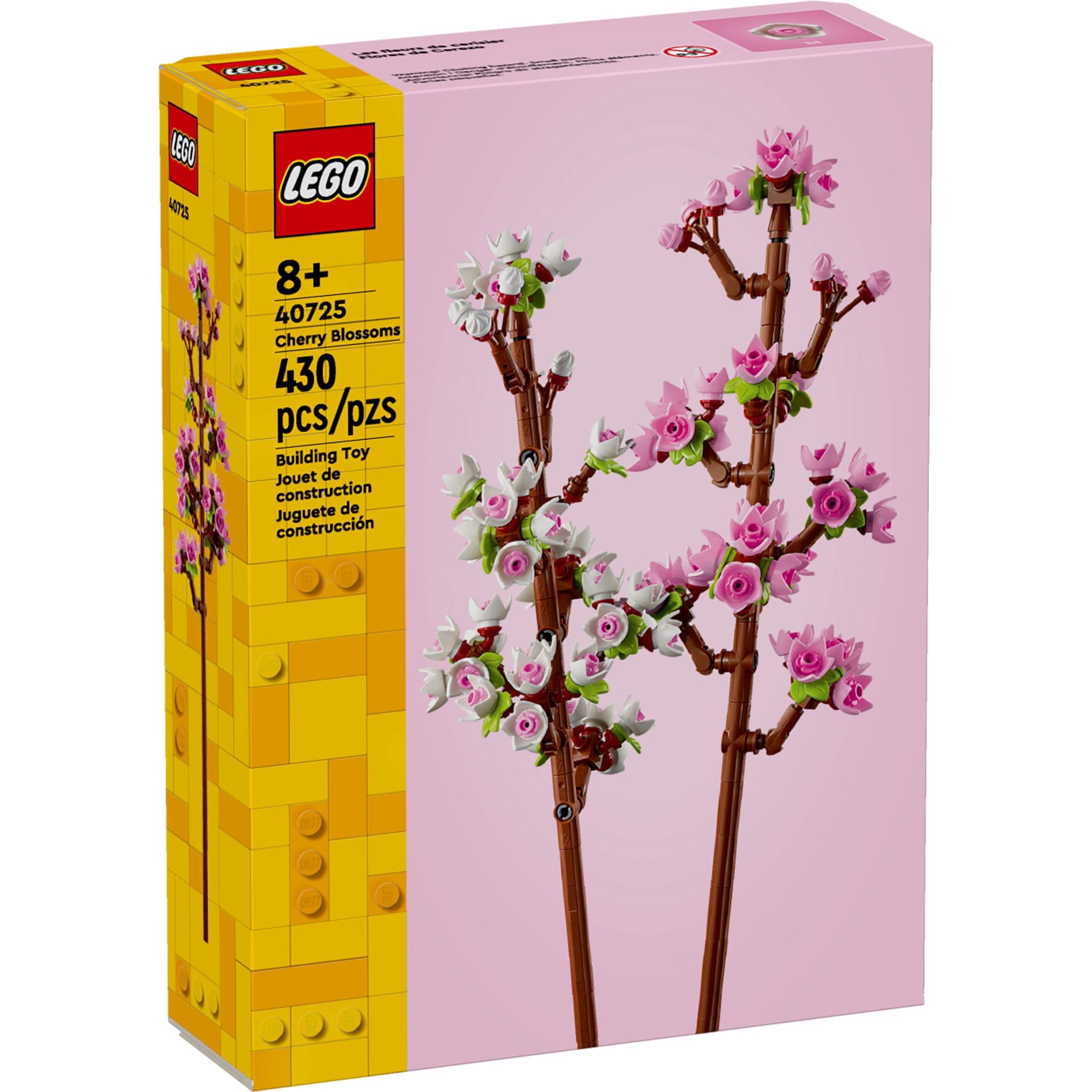 LEGO Cherry Blossom Building Set, Artificial Floral Decor for Home Display (Pastel Pink and White, 14 in. Long) zcpke